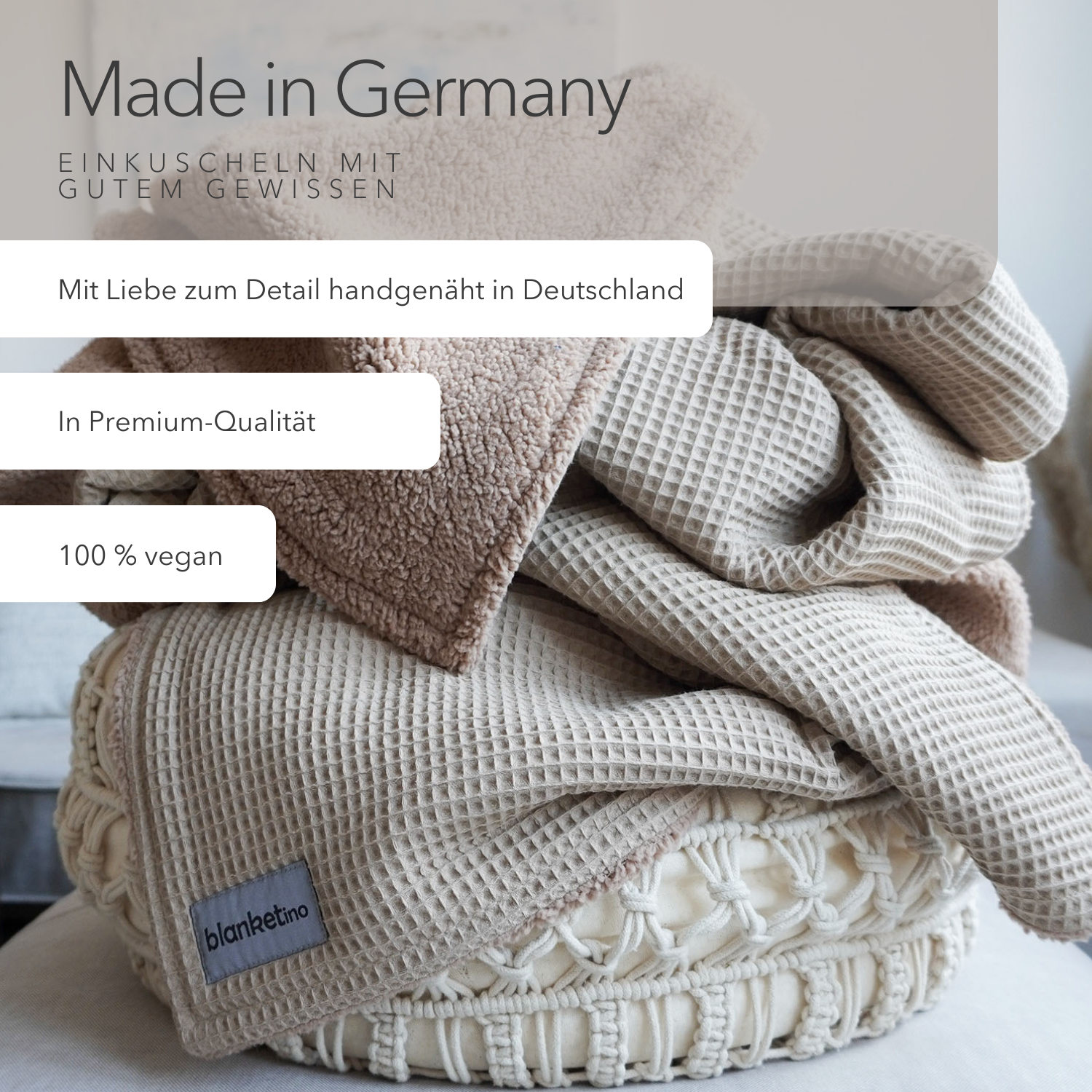 Kuscheldecke mit Teddy-Fleece • Latte Macchiato • Beige • 145 x 210 cm