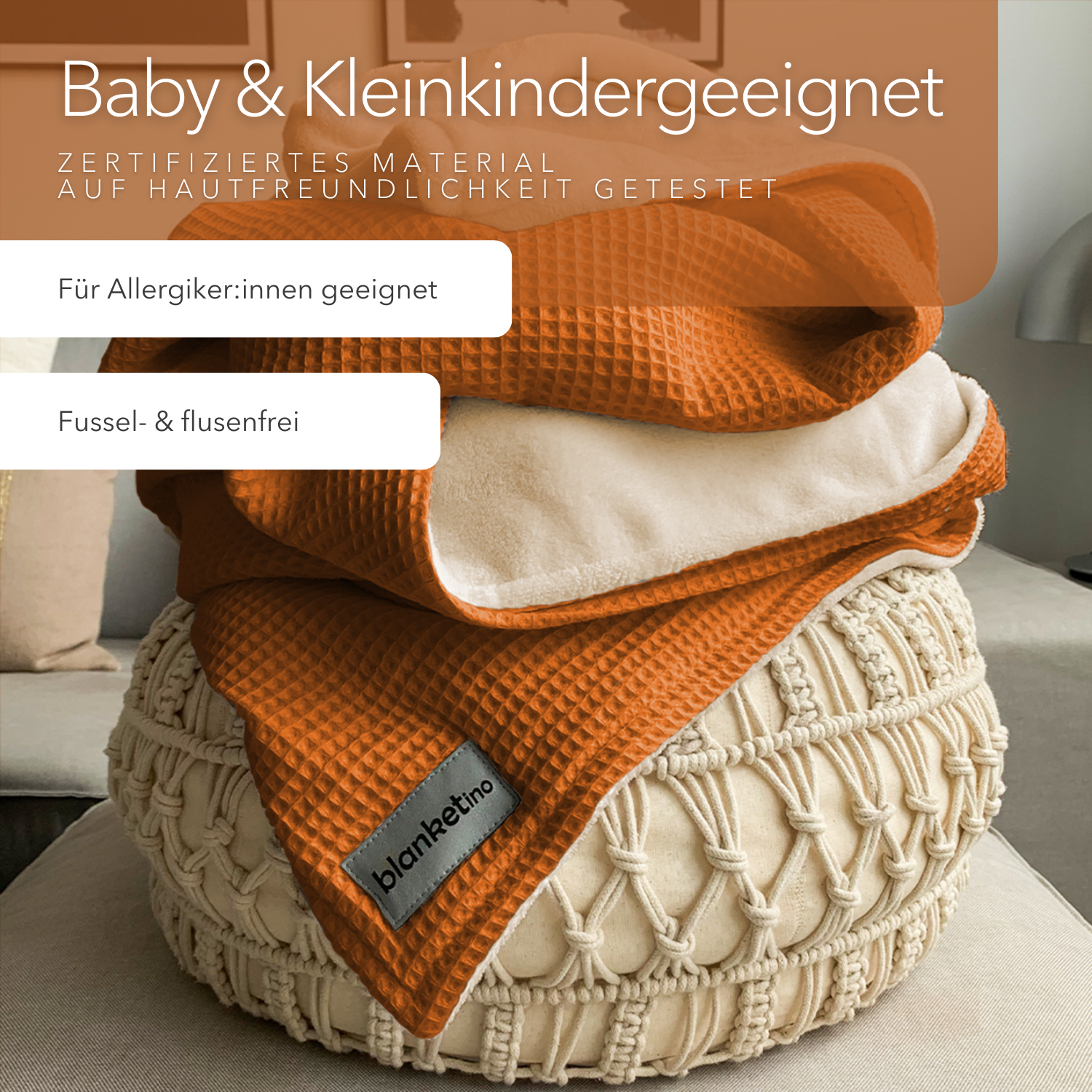 Kuscheldecke "Vollkommen" Cognac · Beige