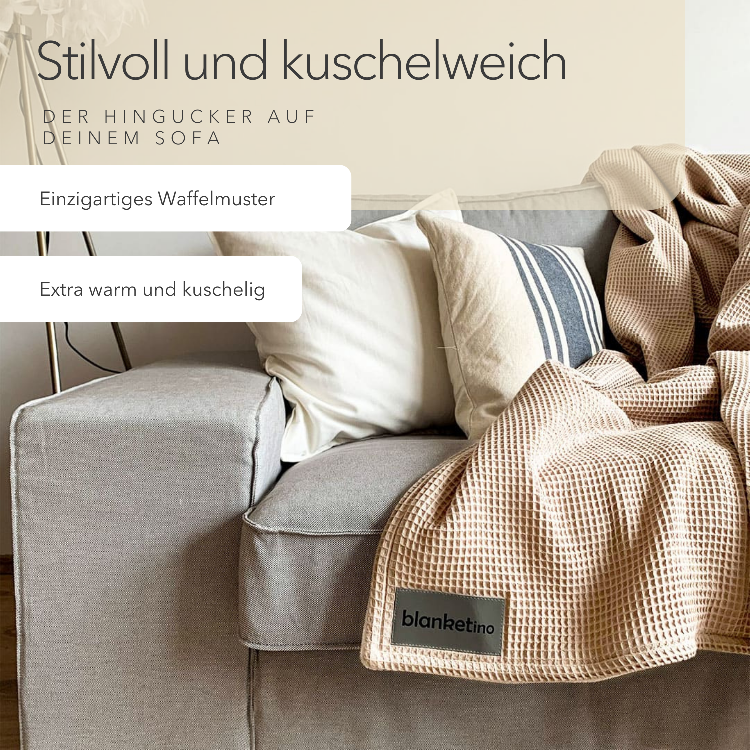 Kuscheldecke "Vollkommen" Creme · Sandweiß