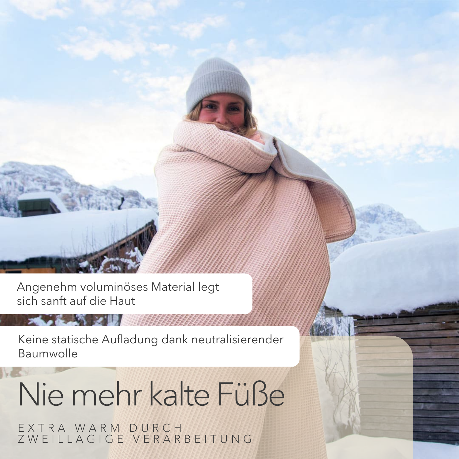 Kuscheldecke "Vollkommen" Creme · Sandweiß