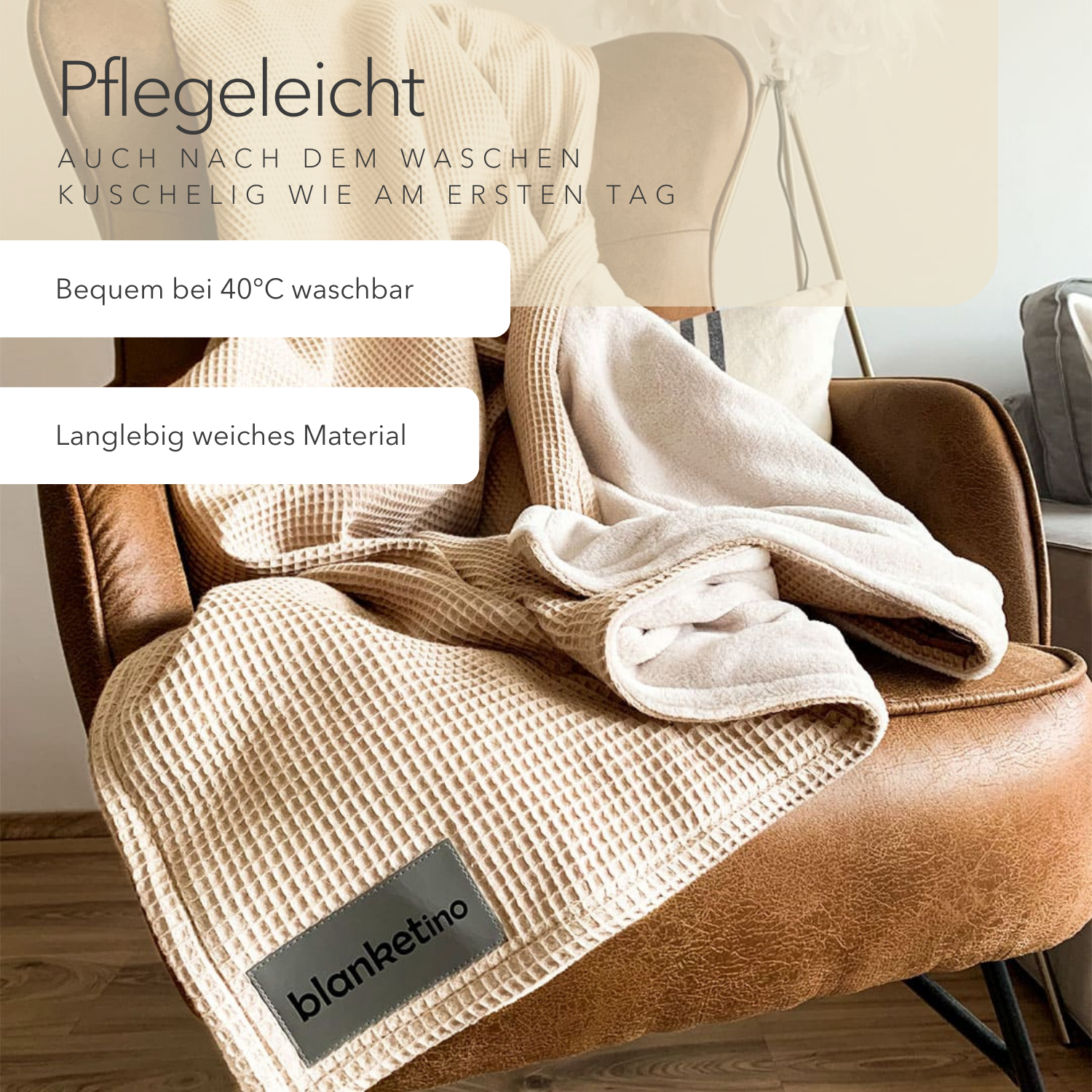 Kuscheldecke "Vollkommen" Creme · Sandweiß