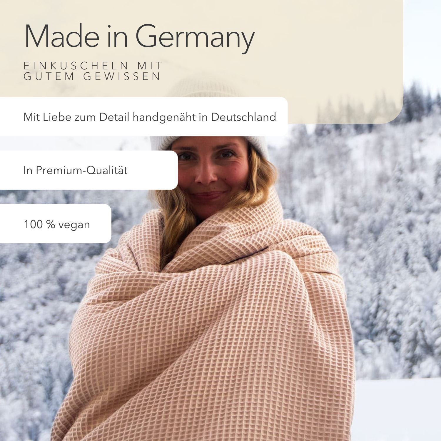 Kuscheldecke "Vollkommen" Creme · Sandweiß