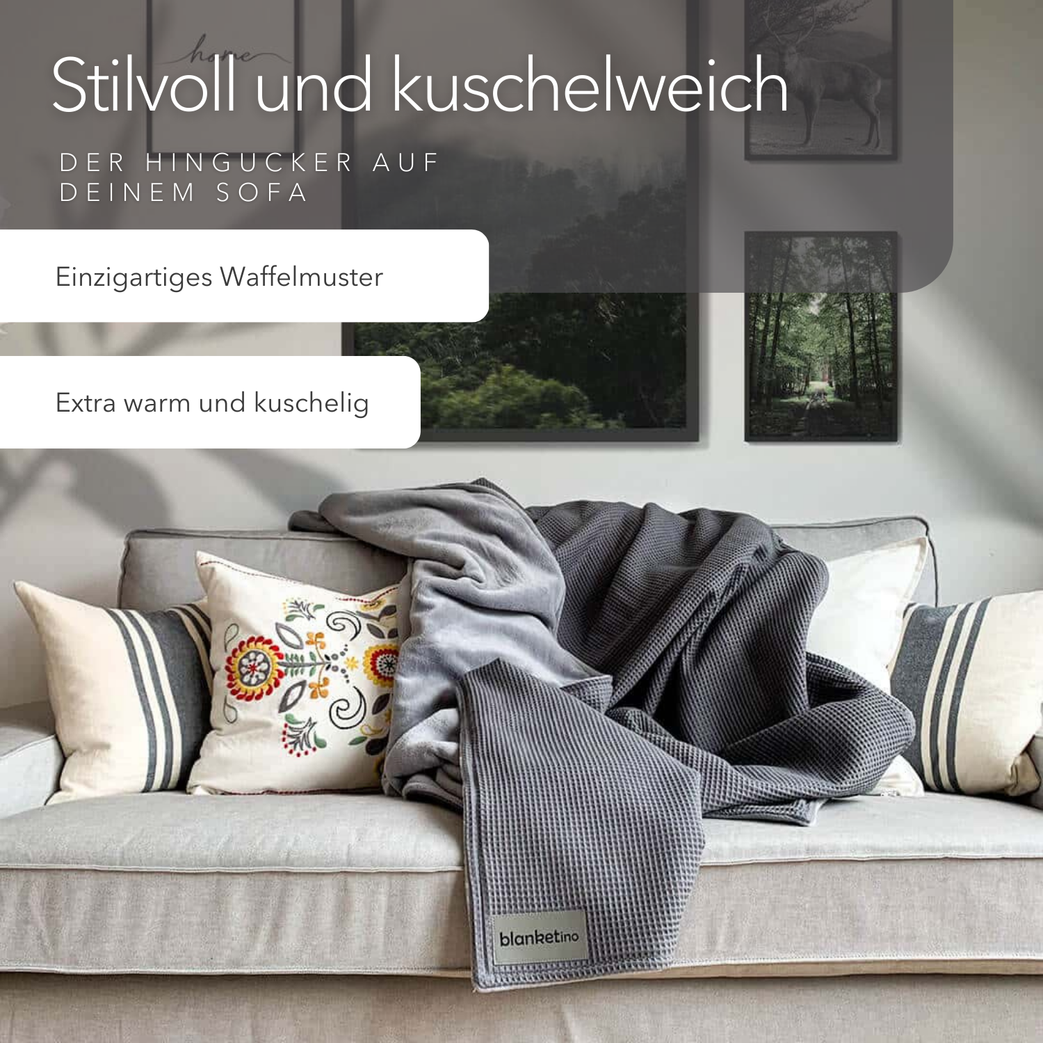 Kuscheldecke "Vollkommen" Grau · Gletschergrau