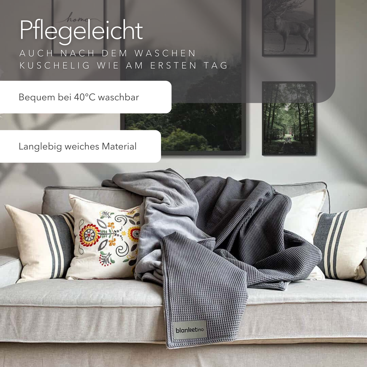 Kuscheldecke "Vollkommen" Grau · Gletschergrau