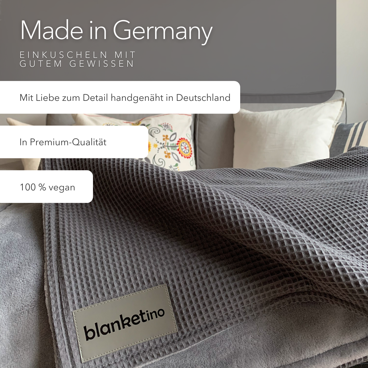Kuscheldecke "Vollkommen" Grau · Gletschergrau