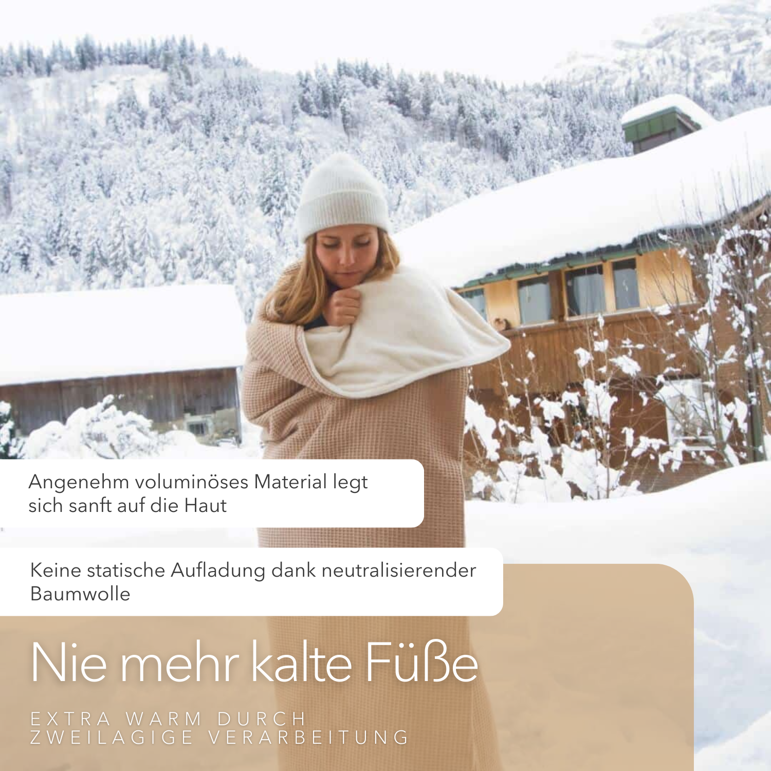 Kuscheldecke "Vollkommen" Latte Macchiato · Sandweiß