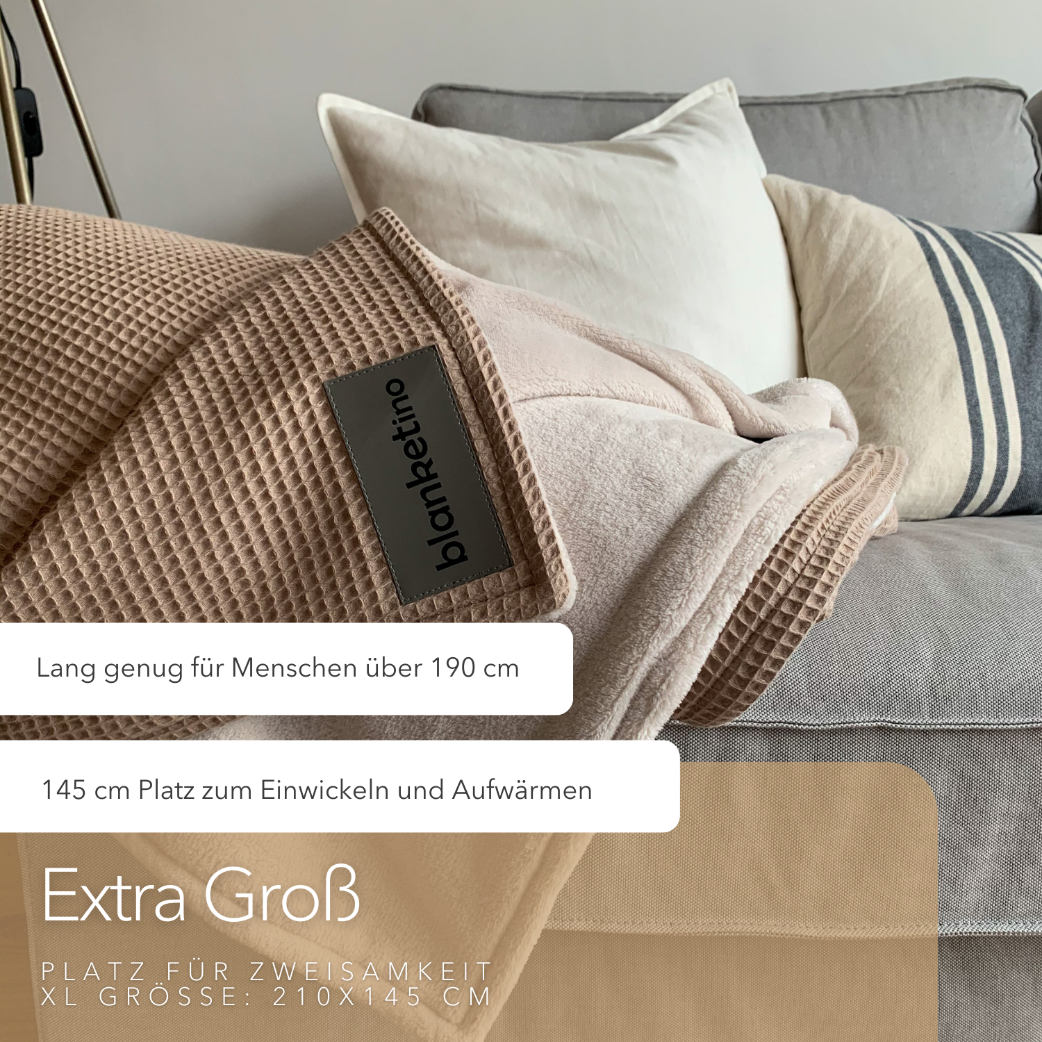 Kuscheldecke "Vollkommen" Latte Macchiato · Sandweiß