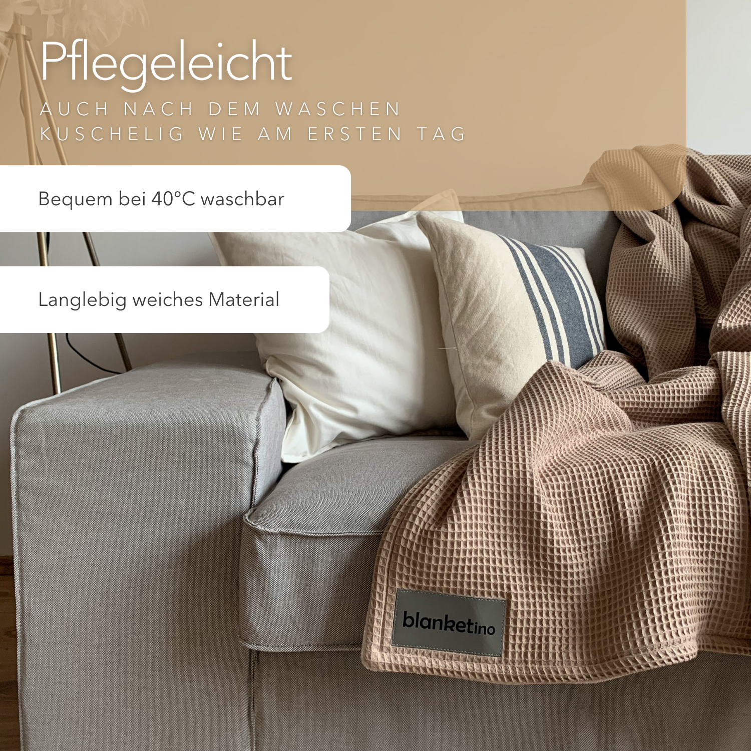 Kuscheldecke "Vollkommen" Latte Macchiato · Sandweiß