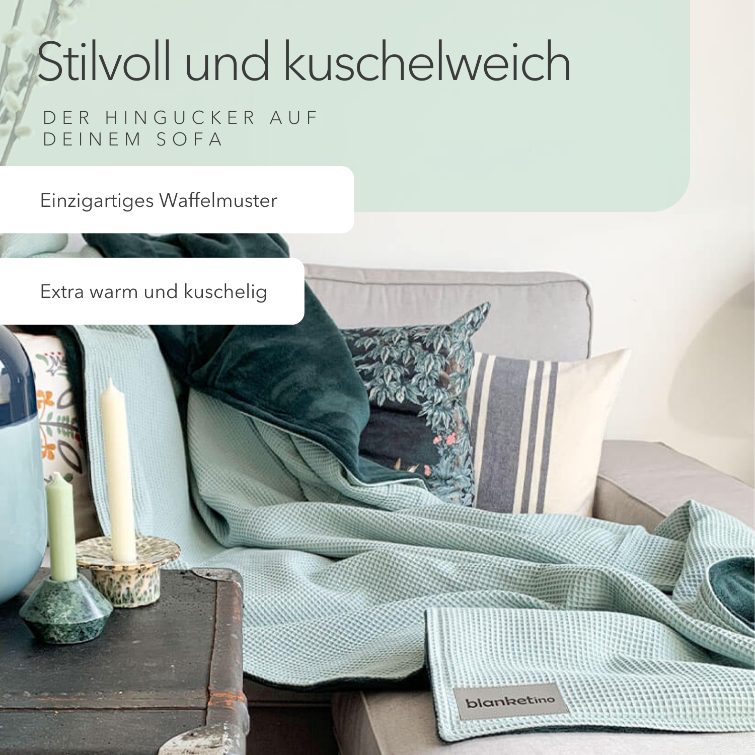 Kuscheldecke "Vollkommen" Mint · Smaragdgrün