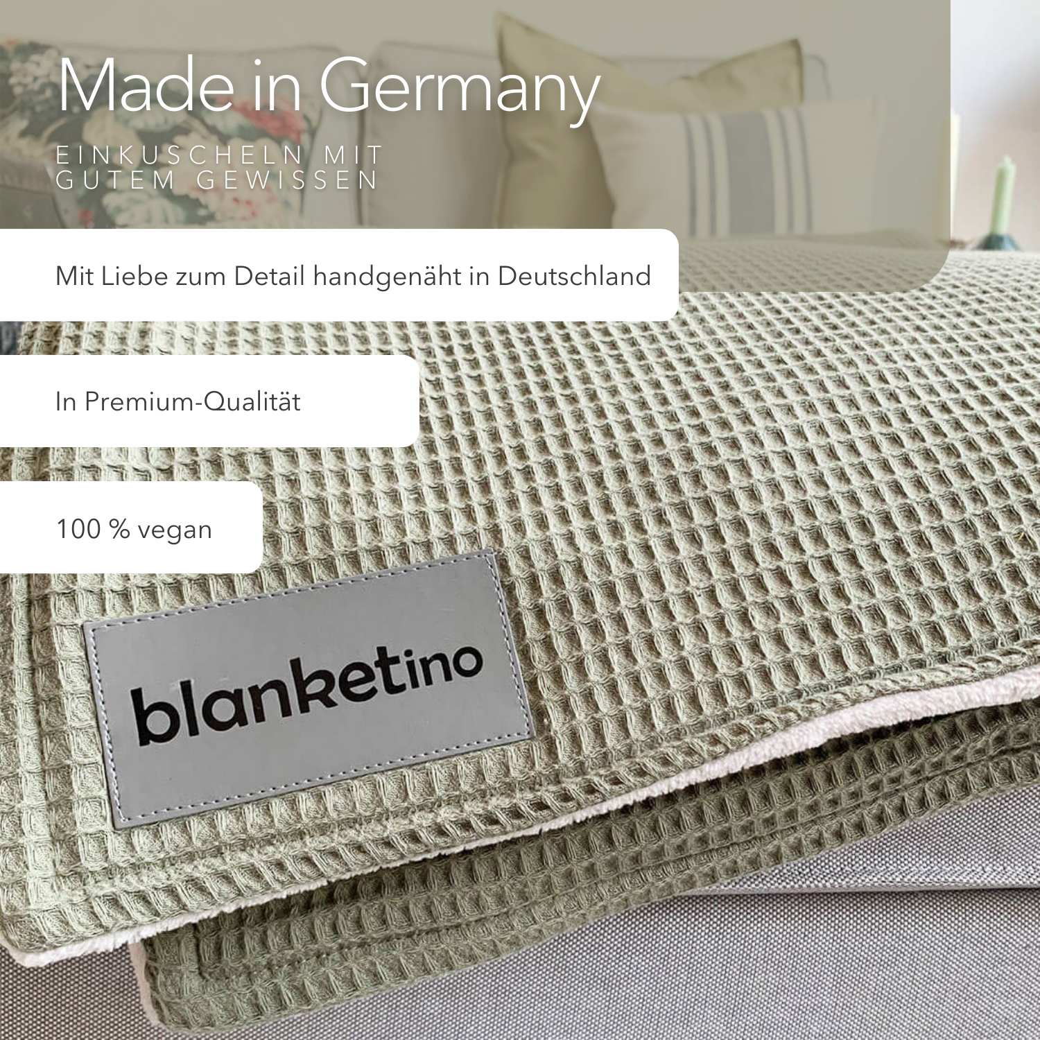 Kuscheldecke "Vollkommen" Oliv · Sandweiß