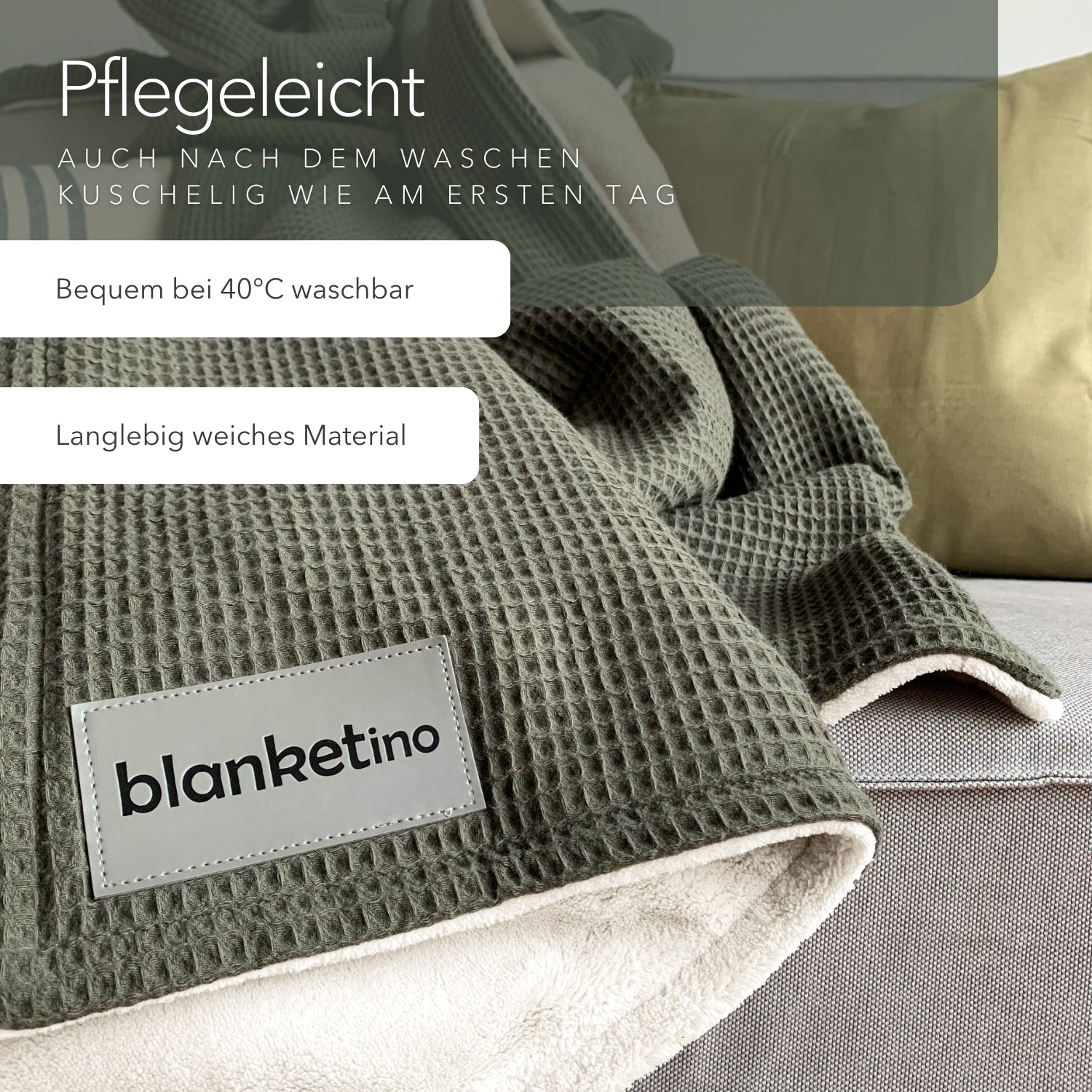Kuscheldecke "Vollkommen" Waldgrün · Sandweiß
