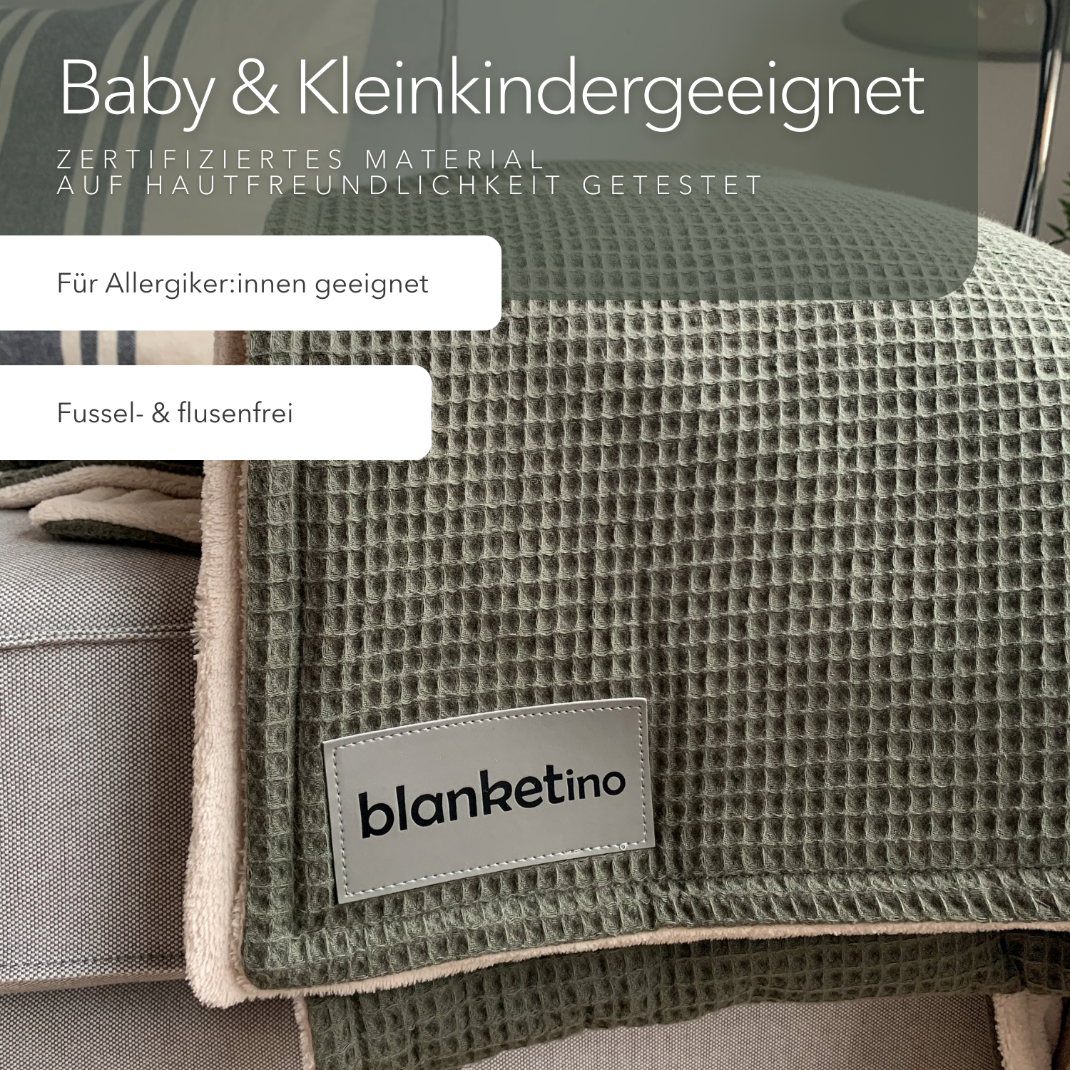 Kuscheldecke "Vollkommen" Waldgrün · Sandweiß