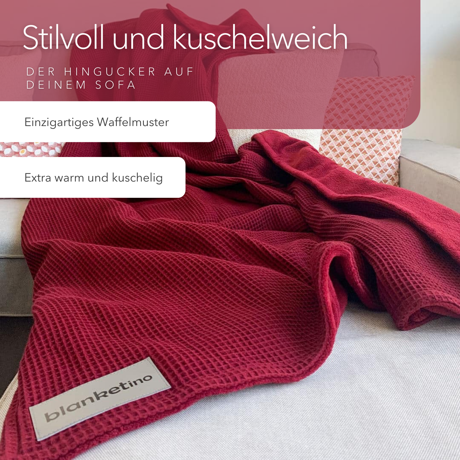 Kuscheldecke "Vollkommen" Rubinrot
