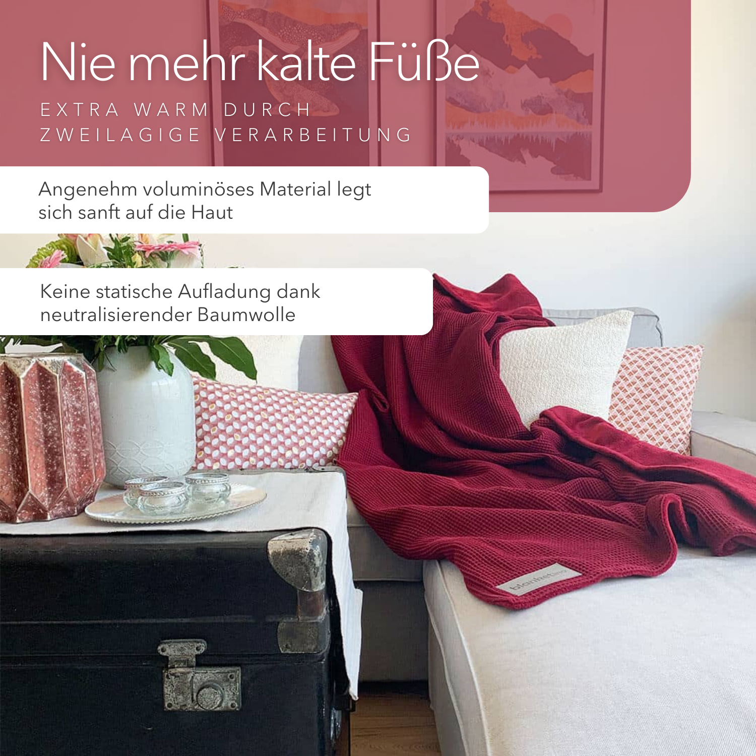 Kuscheldecke "Vollkommen" Rubinrot