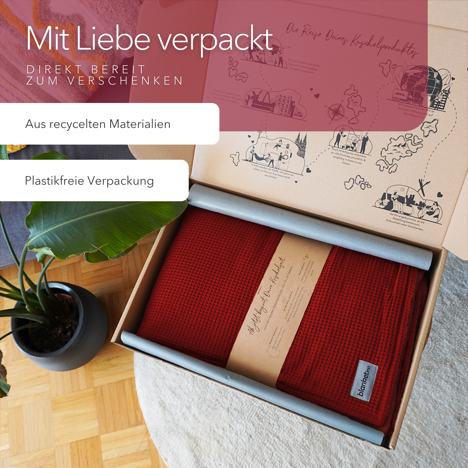 Kuscheldecke "Vollkommen" Rubinrot