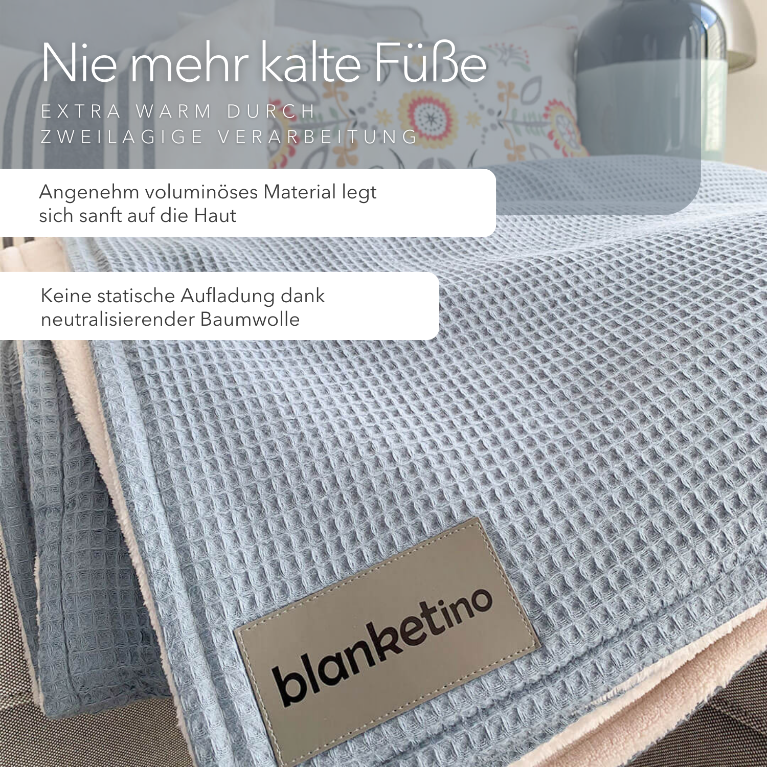 Kuscheldecke "Vollkommen" Wolkenblau · Sandweiß
