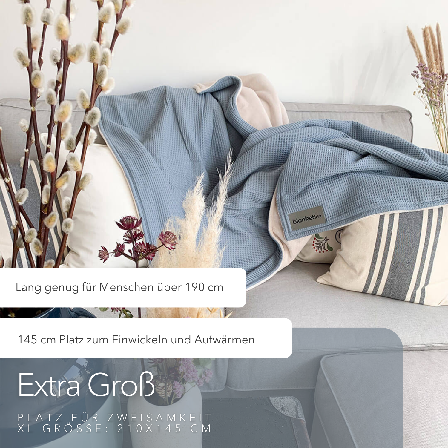 Kuscheldecke "Vollkommen" Wolkenblau · Sandweiß