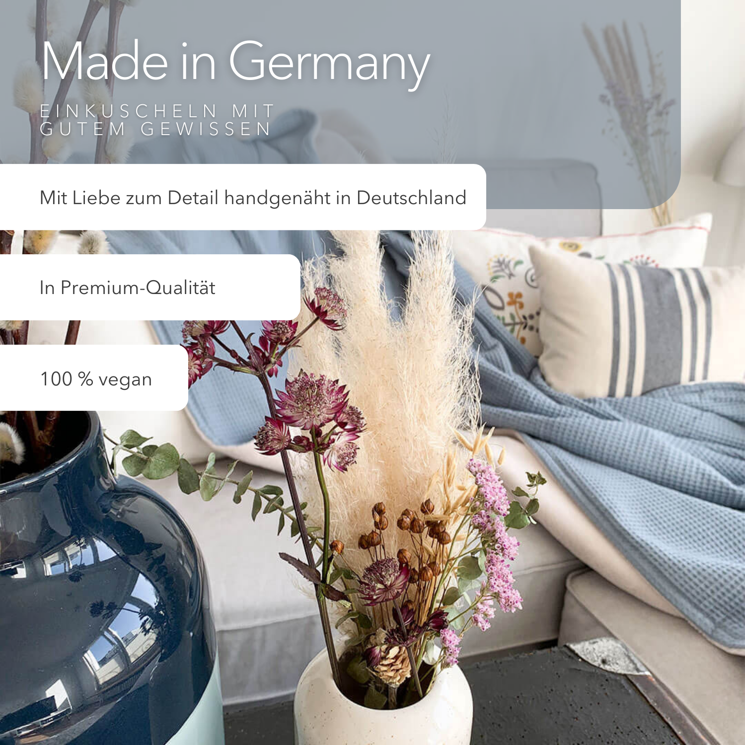 Kuscheldecke "Vollkommen" Wolkenblau · Sandweiß