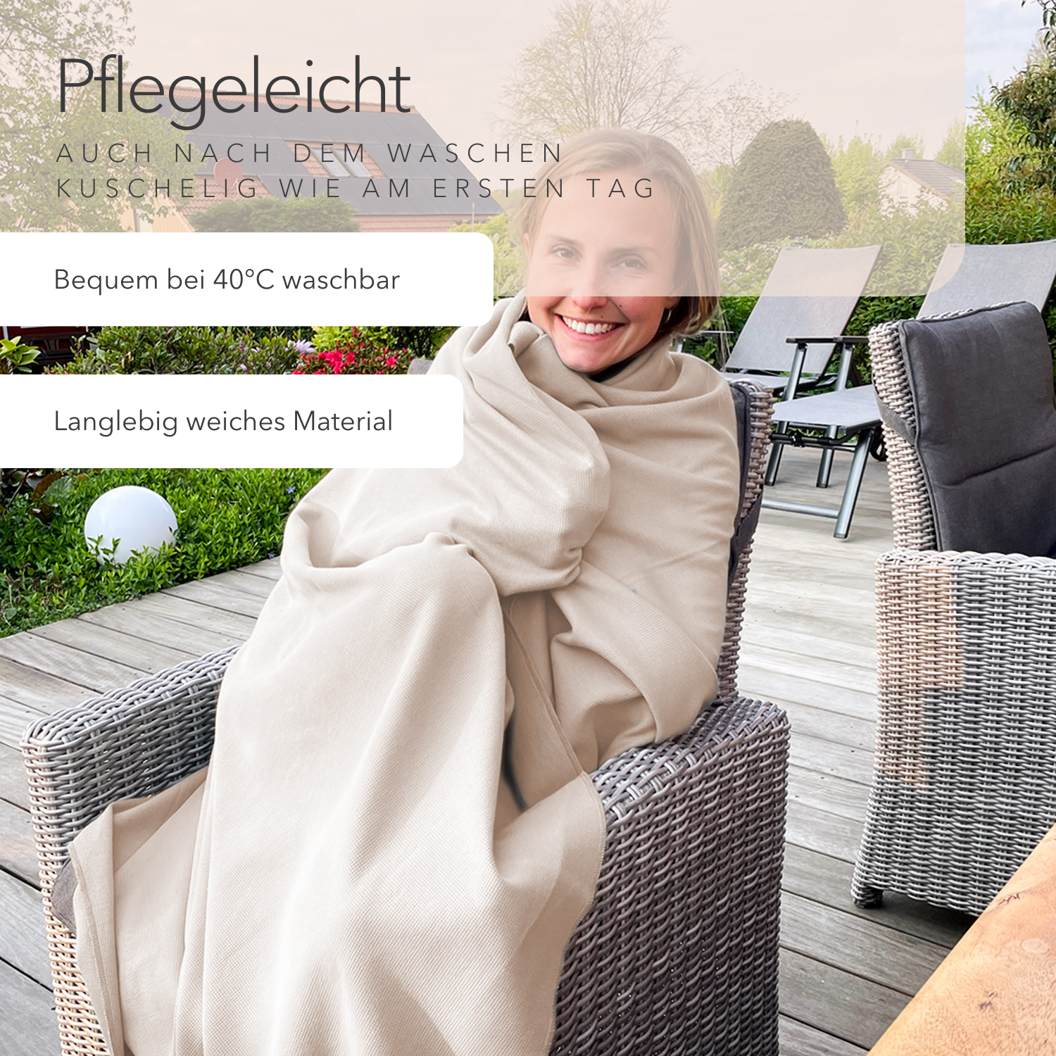 Sommerdecke aus Baumwolle • 150 x 210 cm • Creme • Melange