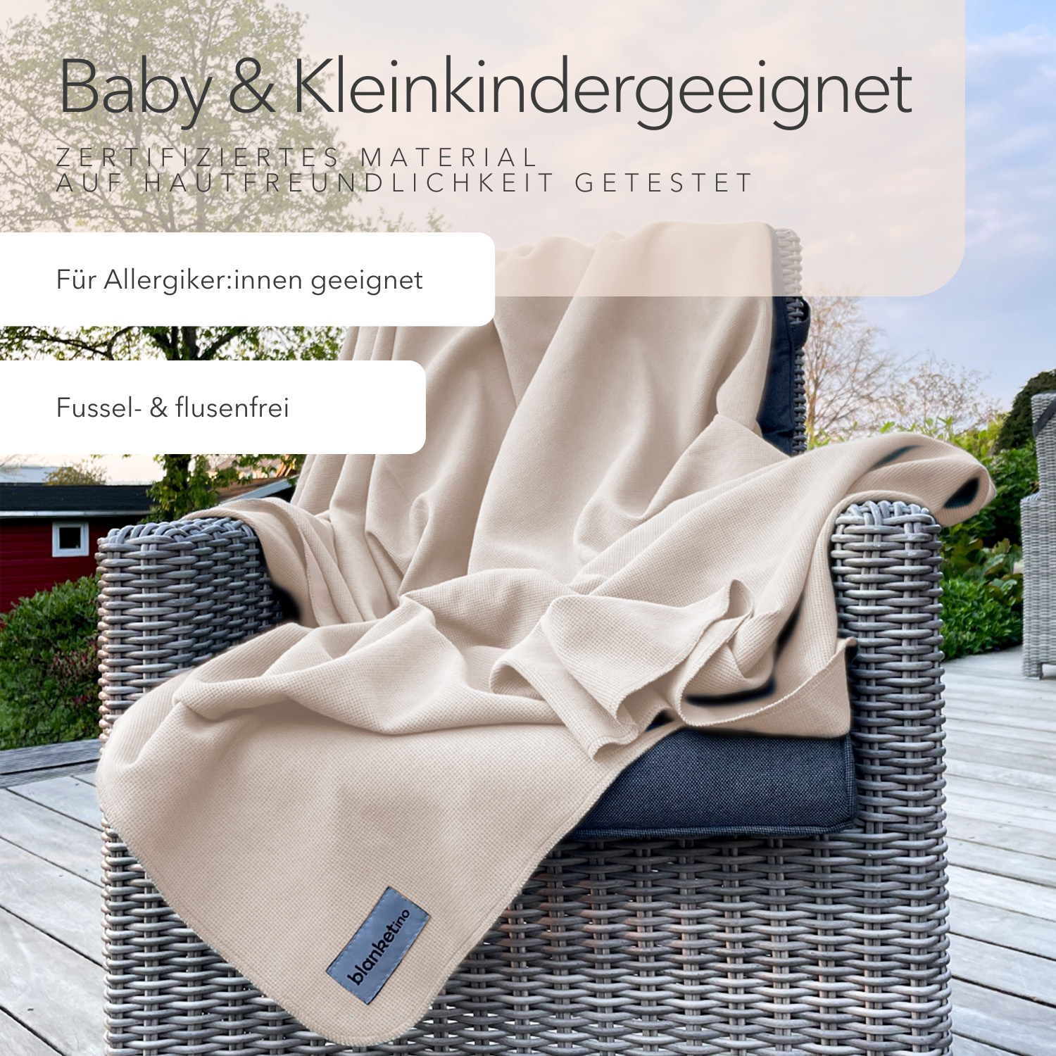 Sommerdecke aus Baumwolle • 150 x 210 cm • Creme • Melange