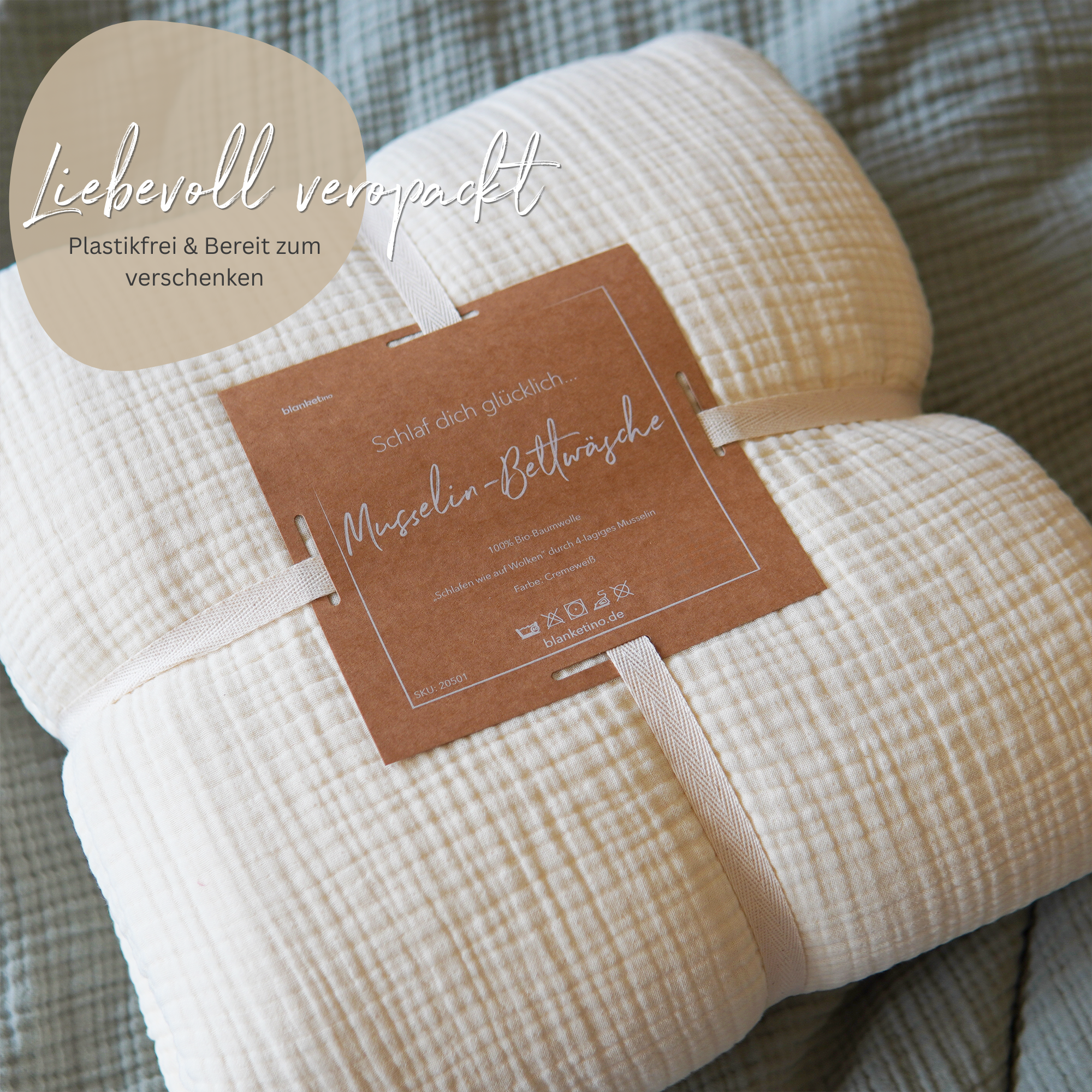 Musselin Bettwäsche Set • Cremeweiß