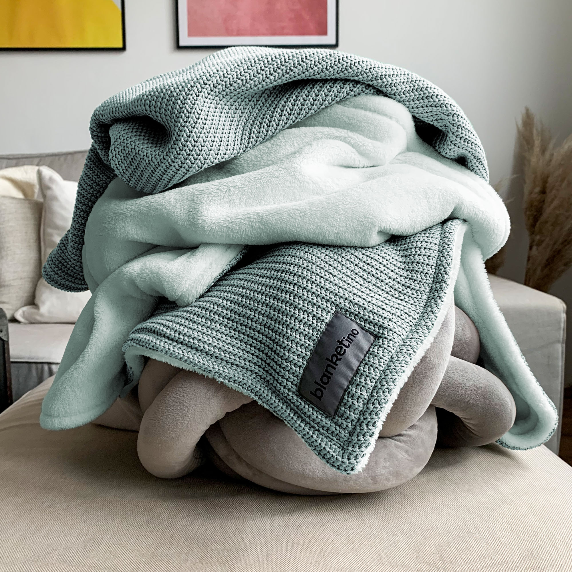 Kuscheldecke • Strick • Mint