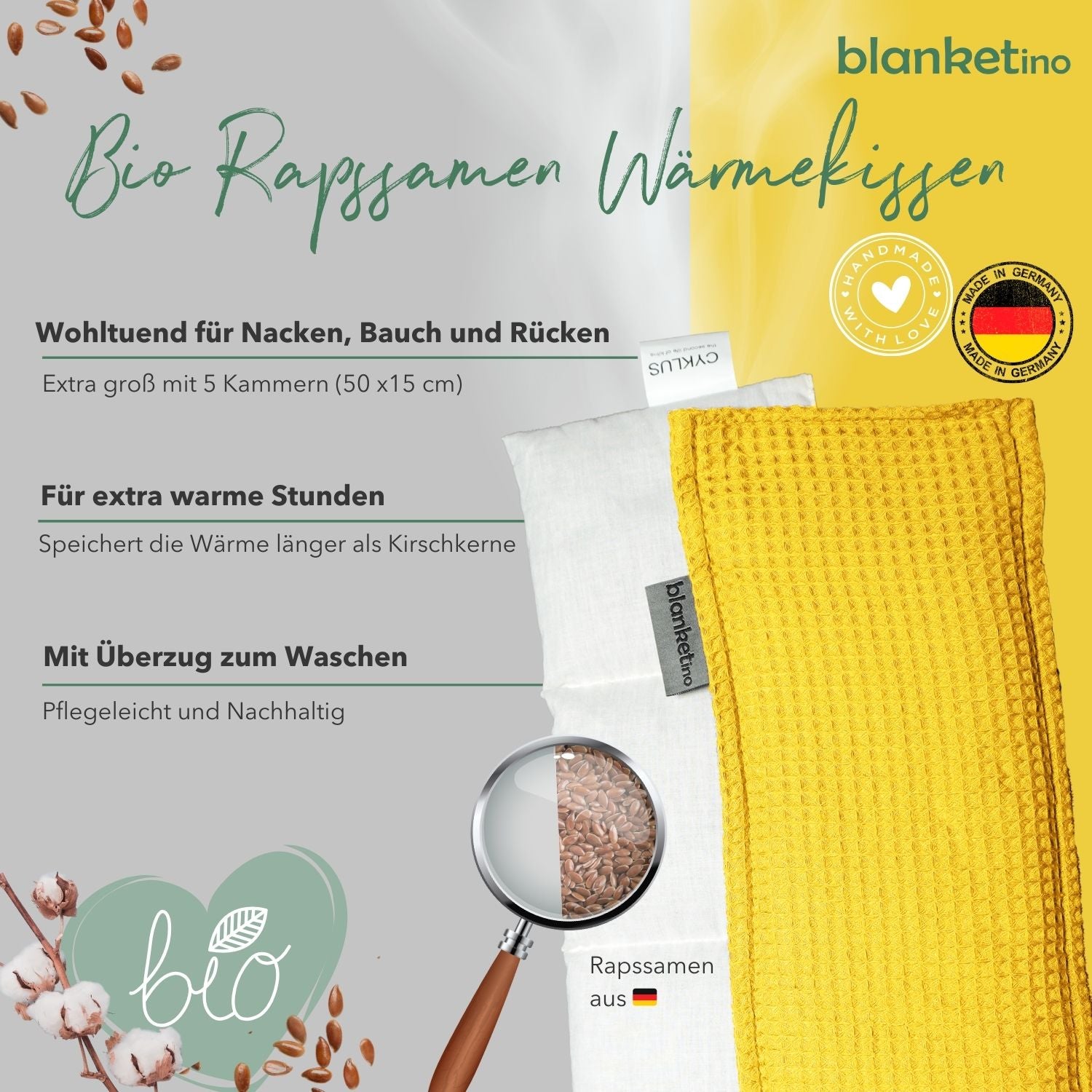 Bio Wärmekissen mit Rapssamen