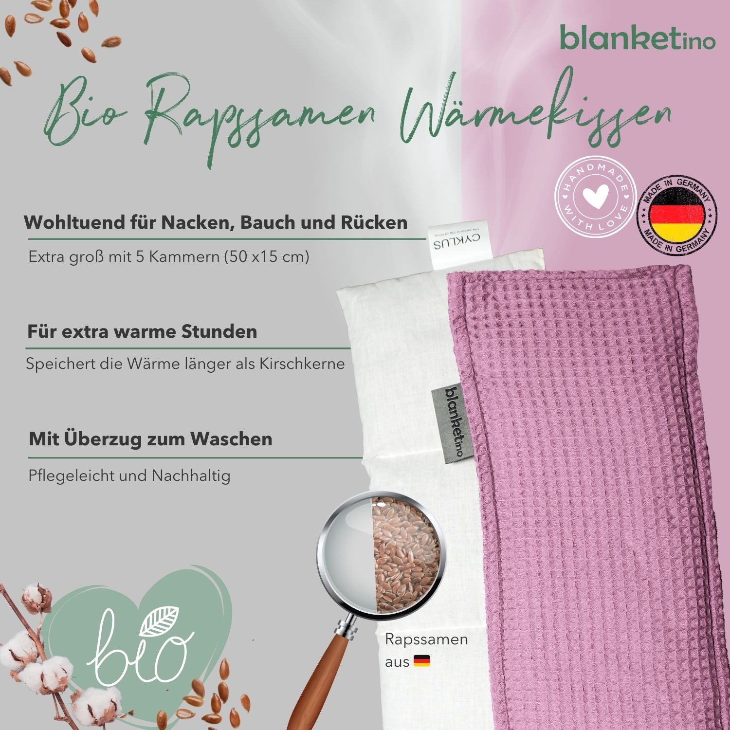 Bio Wärmekissen mit Rapssamen