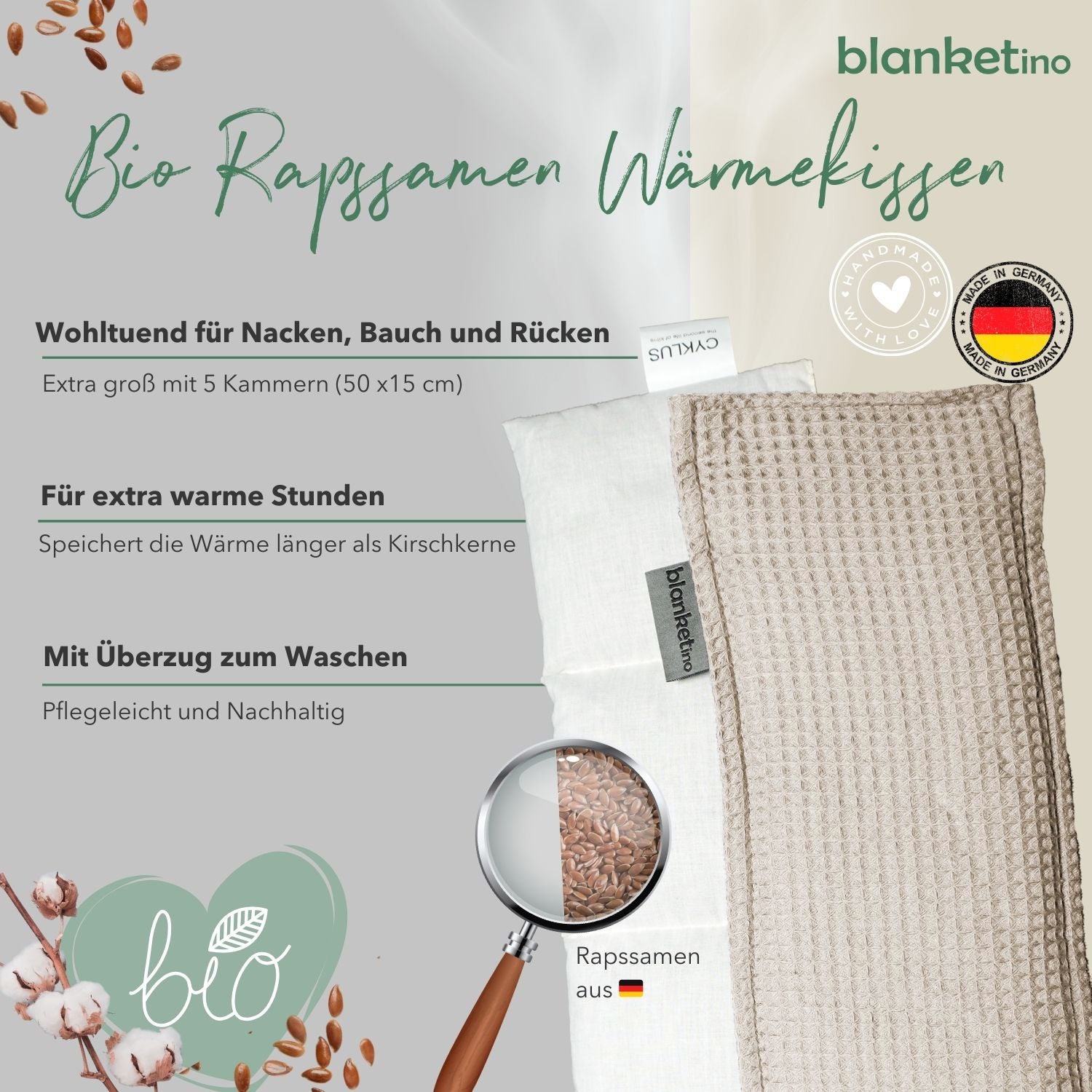 Bio Wärmekissen mit Rapssamen