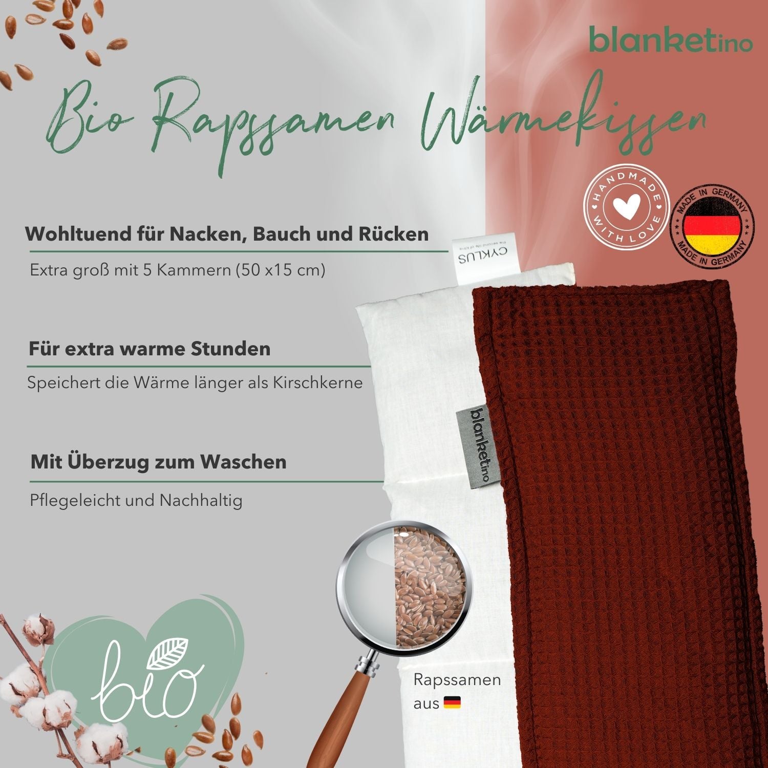 Bio Wärmekissen mit Rapssamen