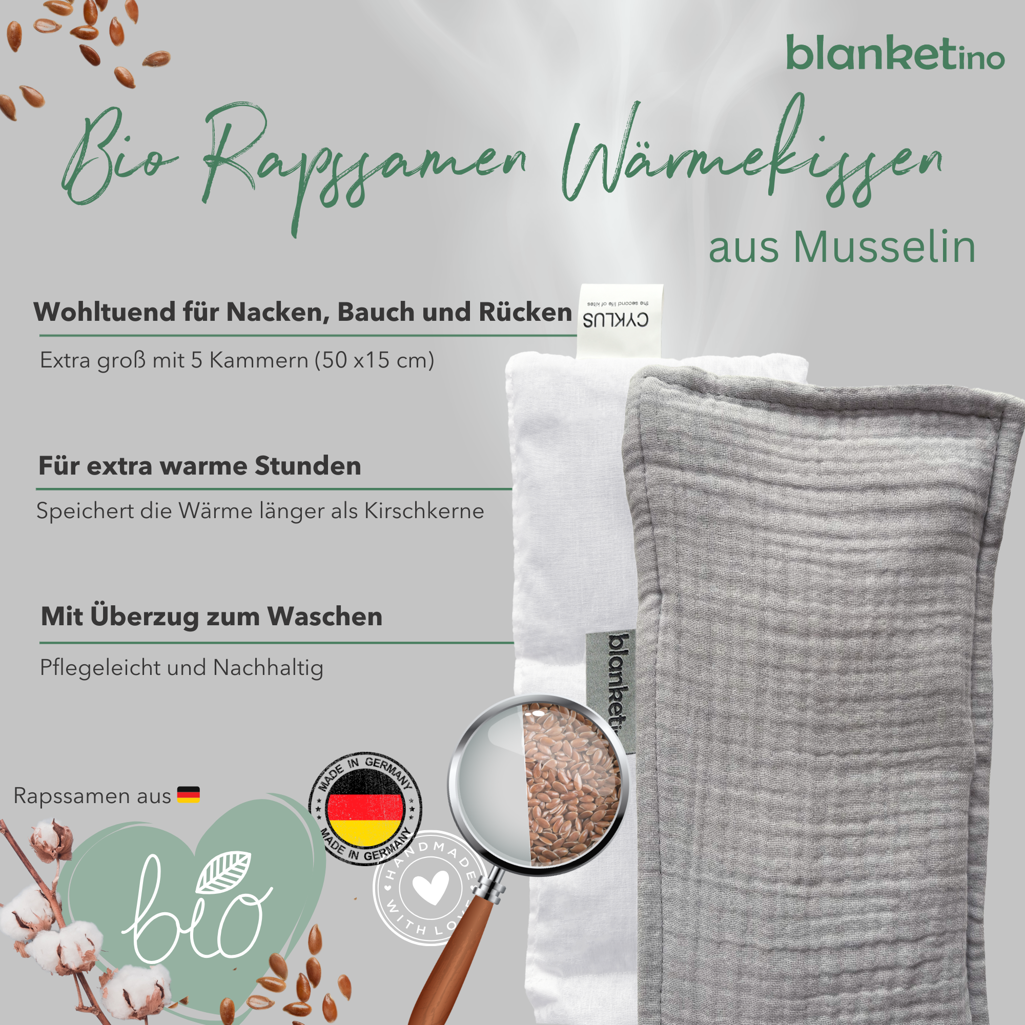 Bio Wärmekissen mit Rapssamen