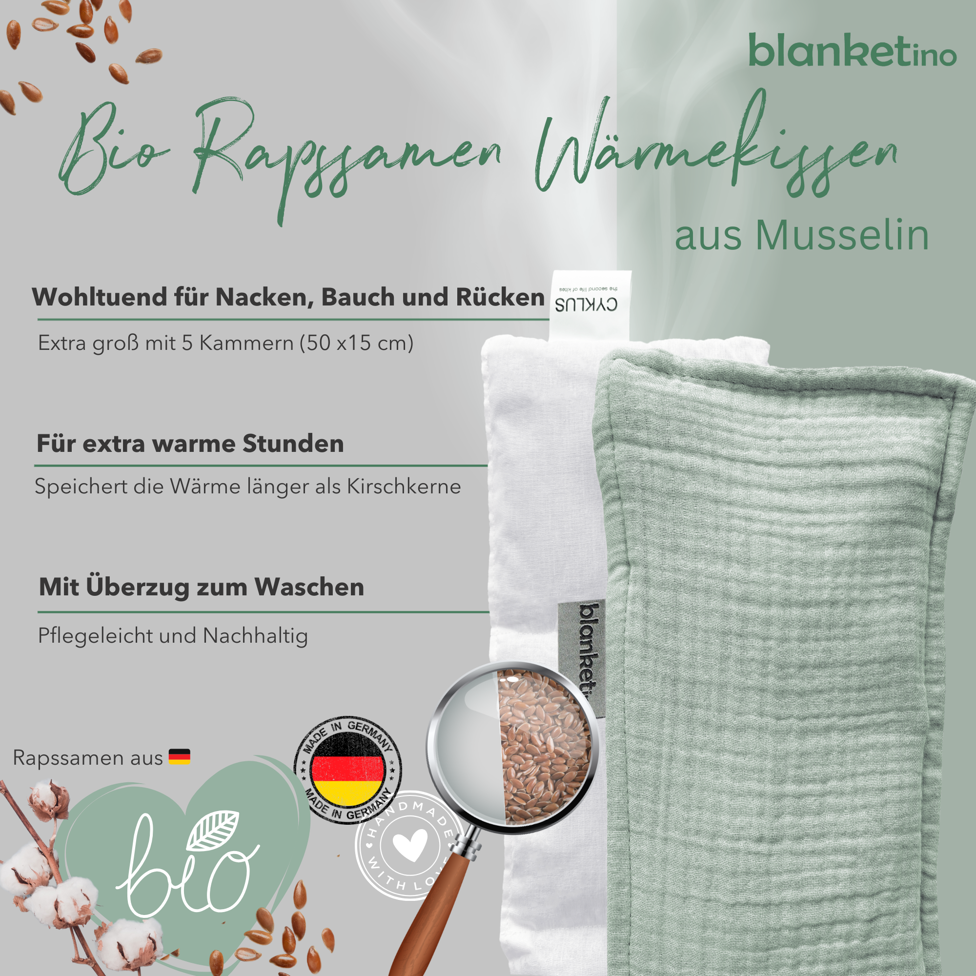 Bio Wärmekissen mit Rapssamen