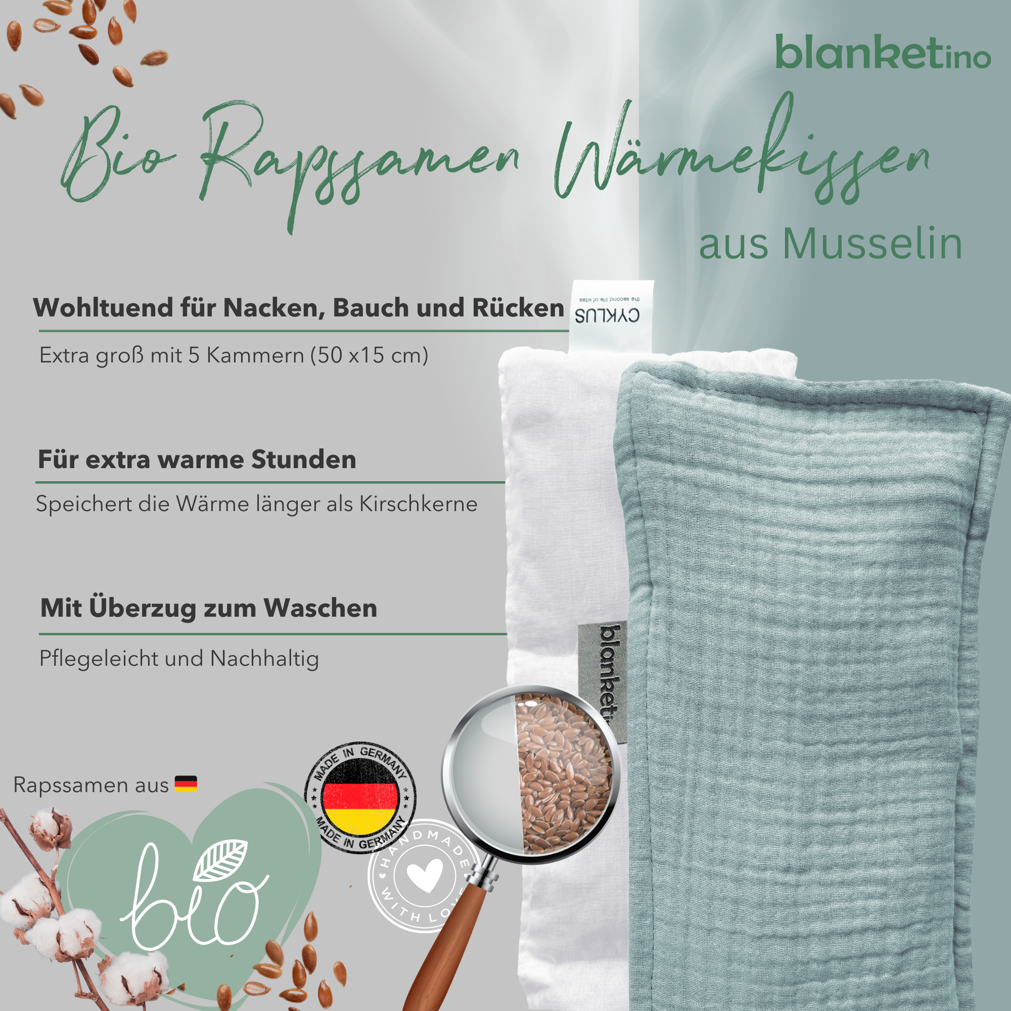 Bio Wärmekissen mit Rapssamen