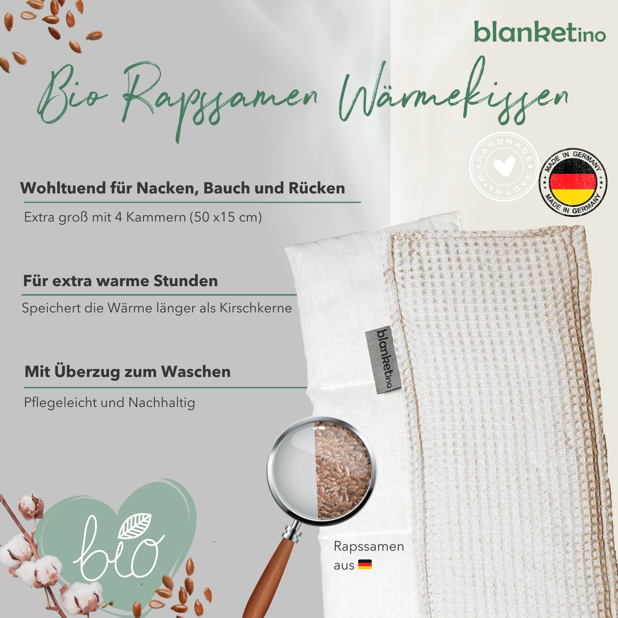 Bio Wärmekissen mit Rapssamen