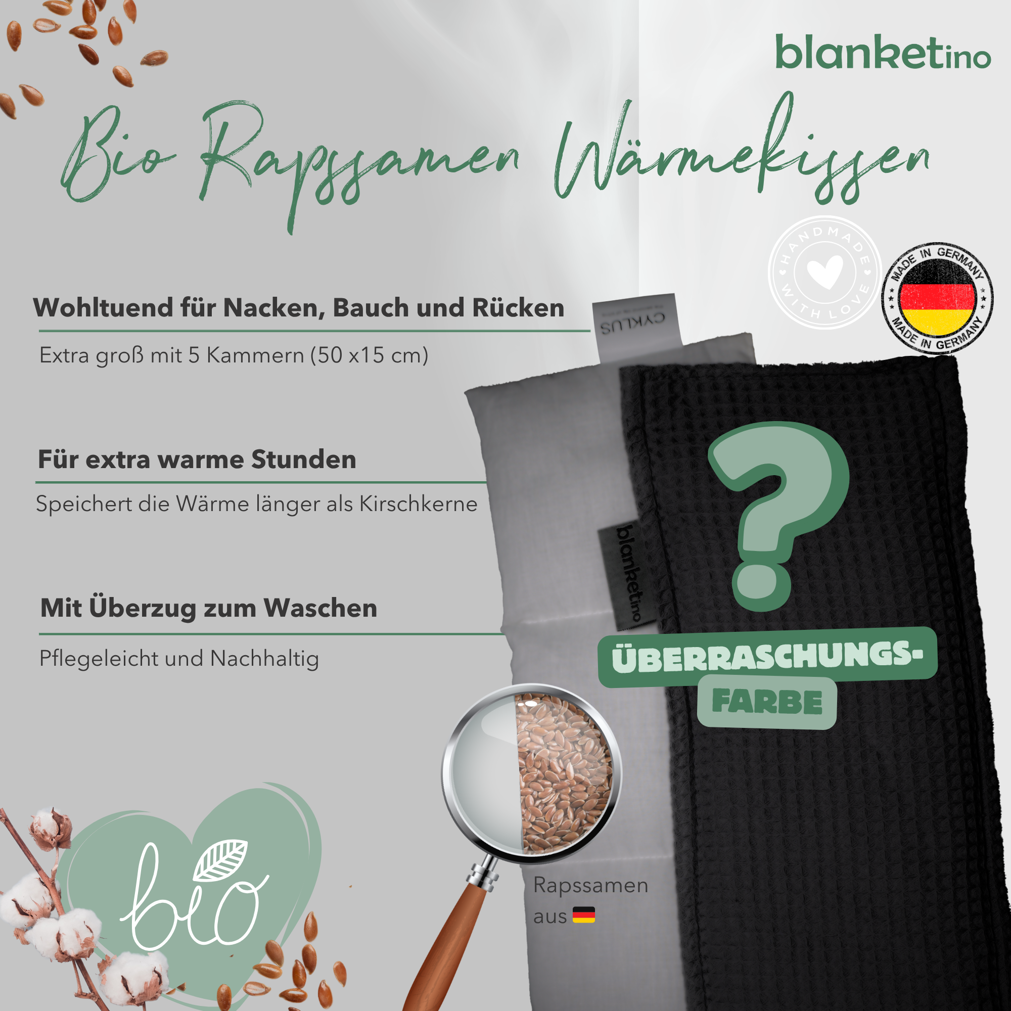 Bio Wärmekissen mit Rapssamen