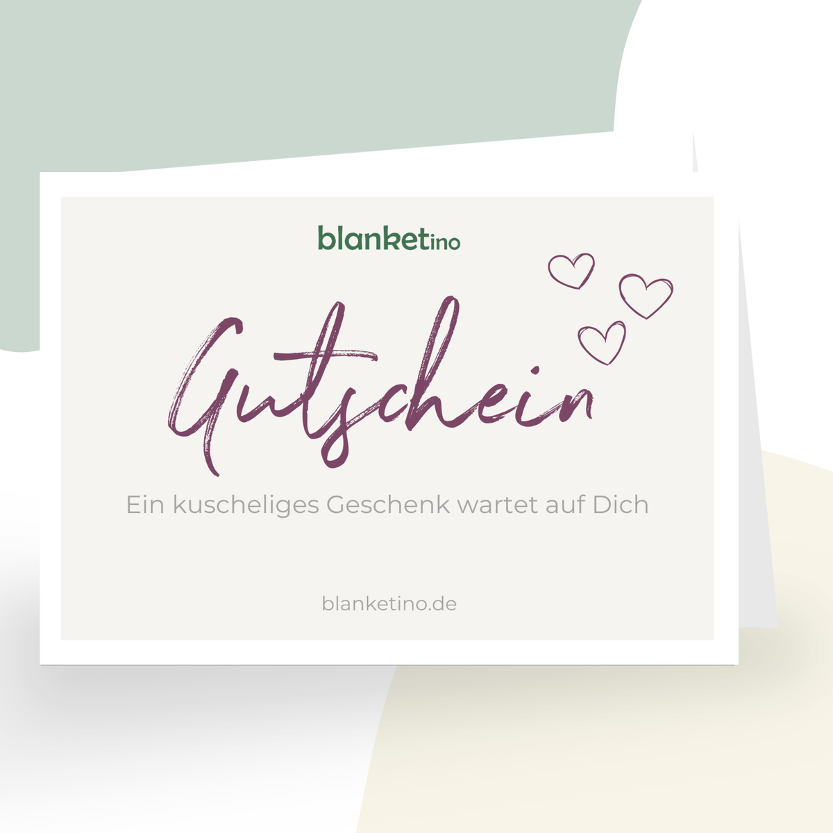 Kuscheliger Geschenkgutschein von blanketino.de in elegantem Design, perfekt für gemütliche Geschenke und Gutscheine.