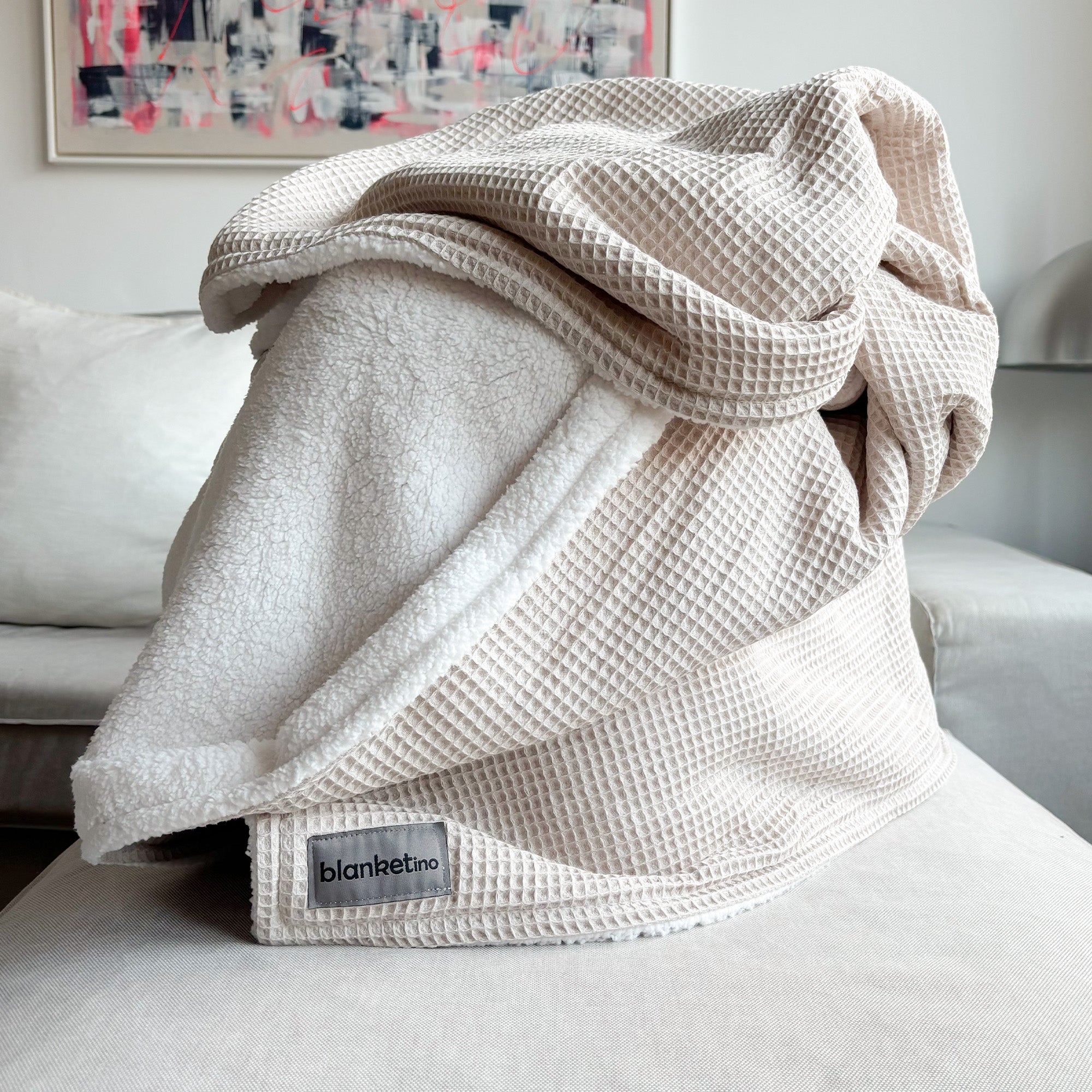 Kuscheldecke mit Teddy-Fleece · Creme · Sandweiß · 145 x 210 cm