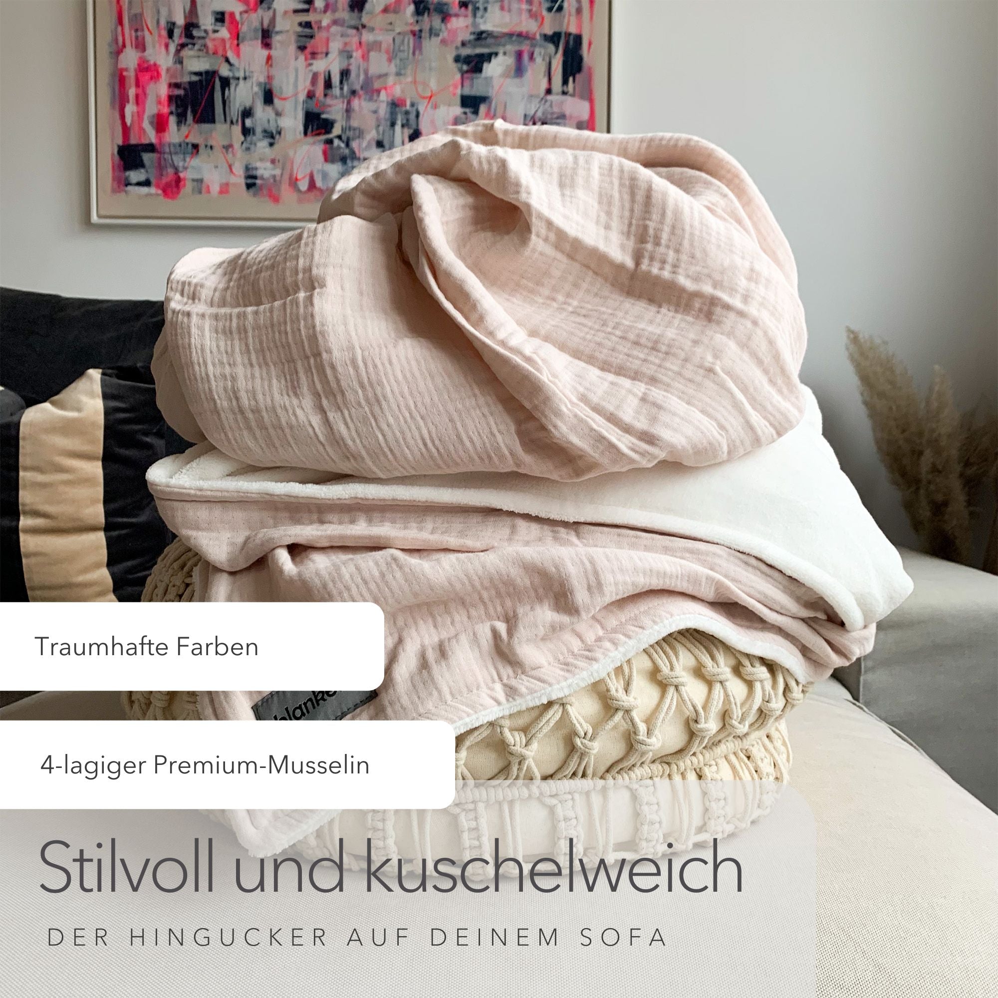 Kuscheldecke "Musselin" • Cremebeige • 145x210 cm