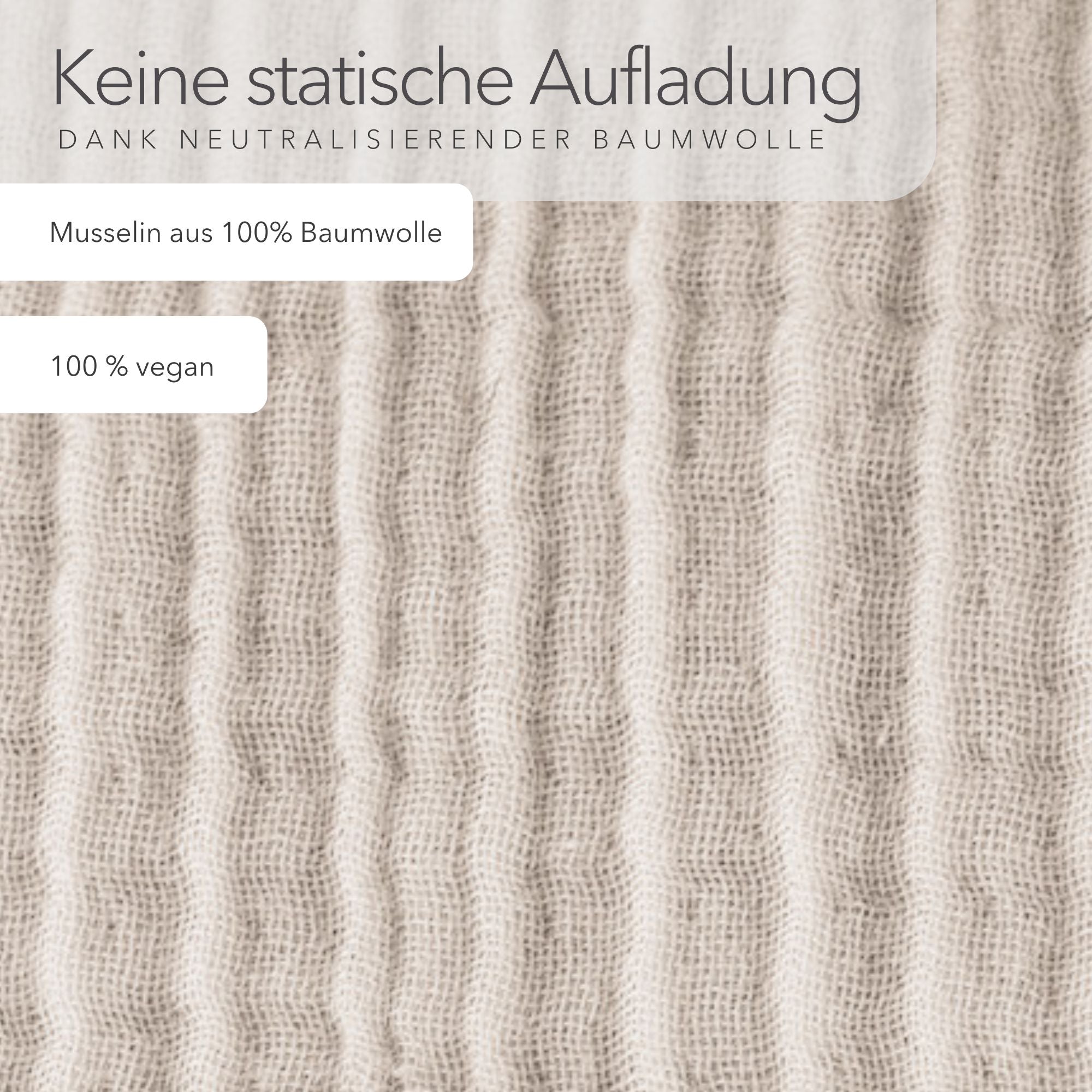 Kuscheldecke "Musselin" • Cremebeige • 145x210 cm