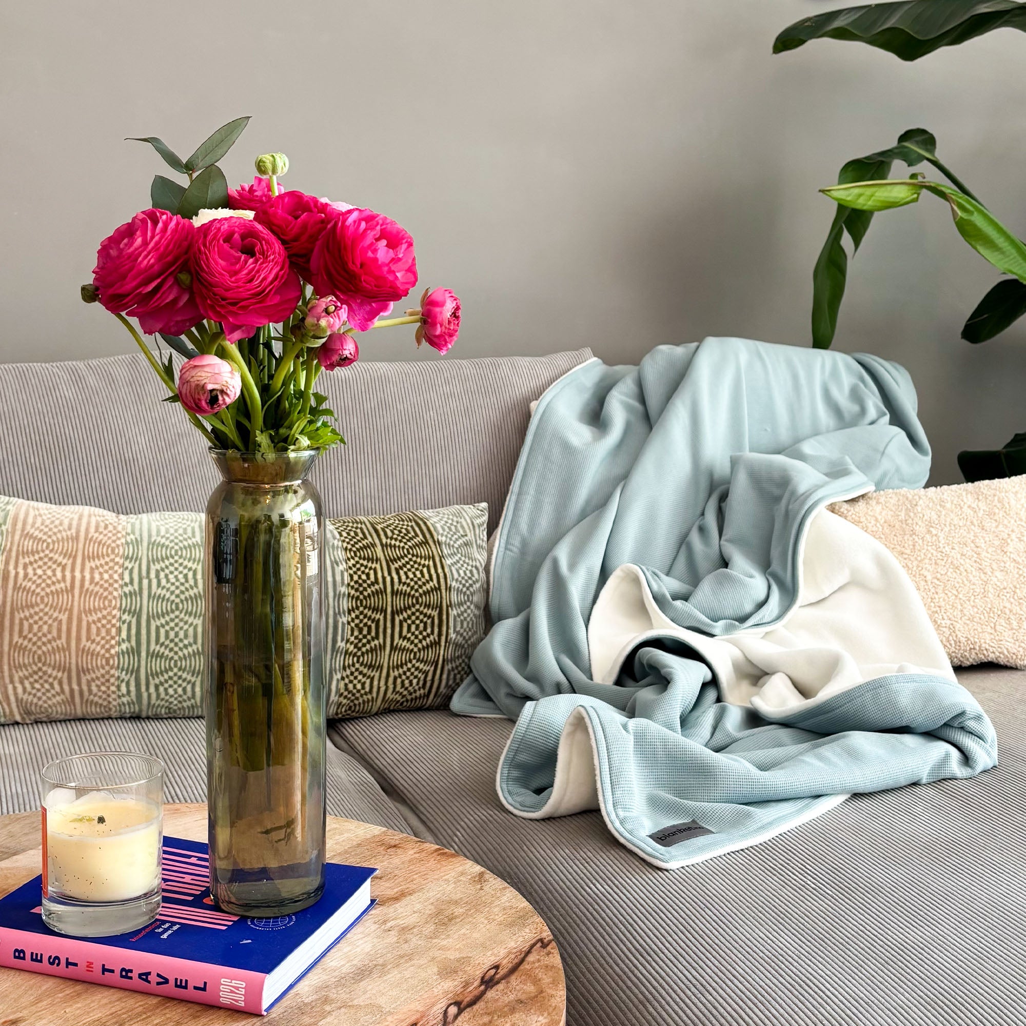 Sommerdecke aus Baumwolle · 150 x 210 cm · Mint Blau