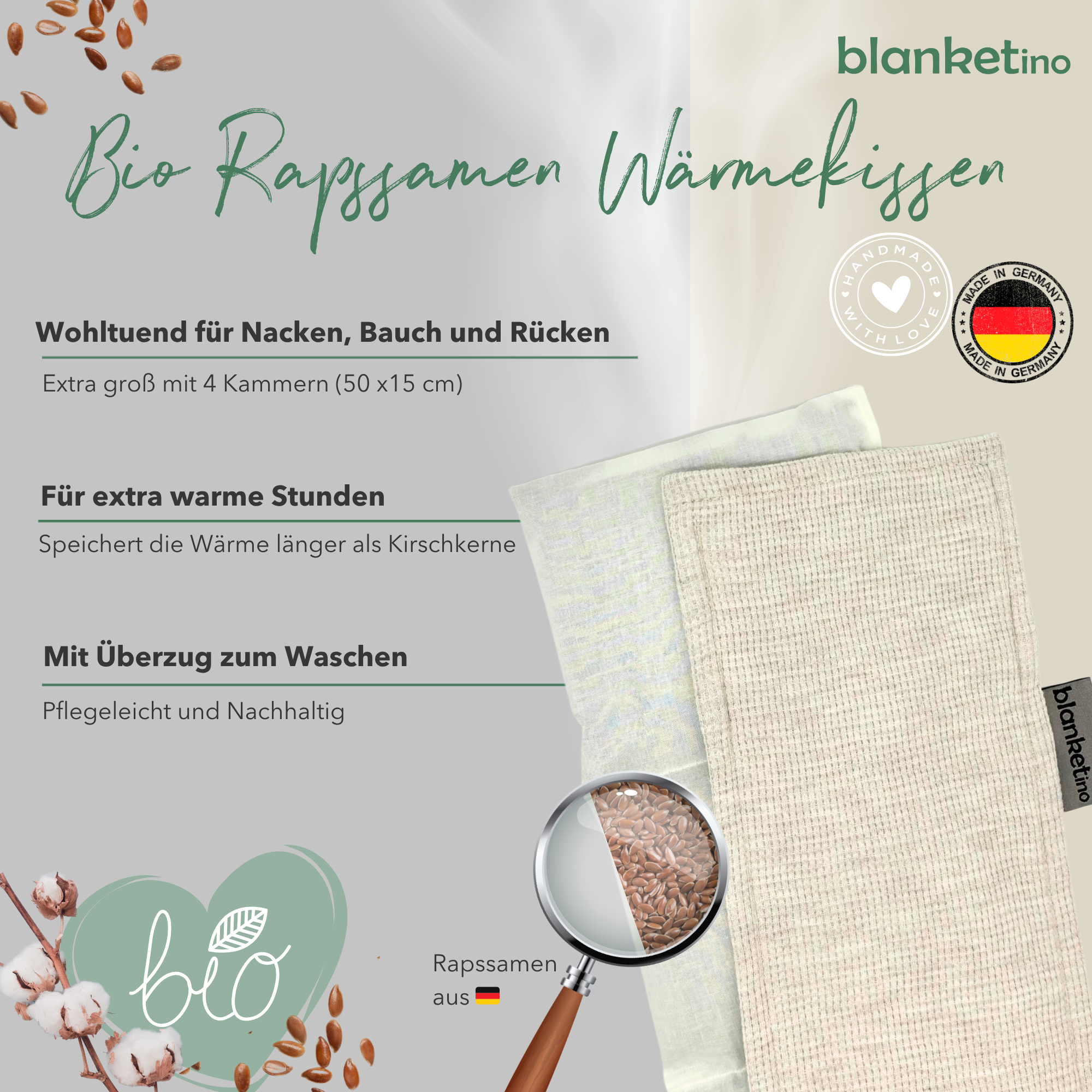 Bio Wärmekissen mit Rapssamen