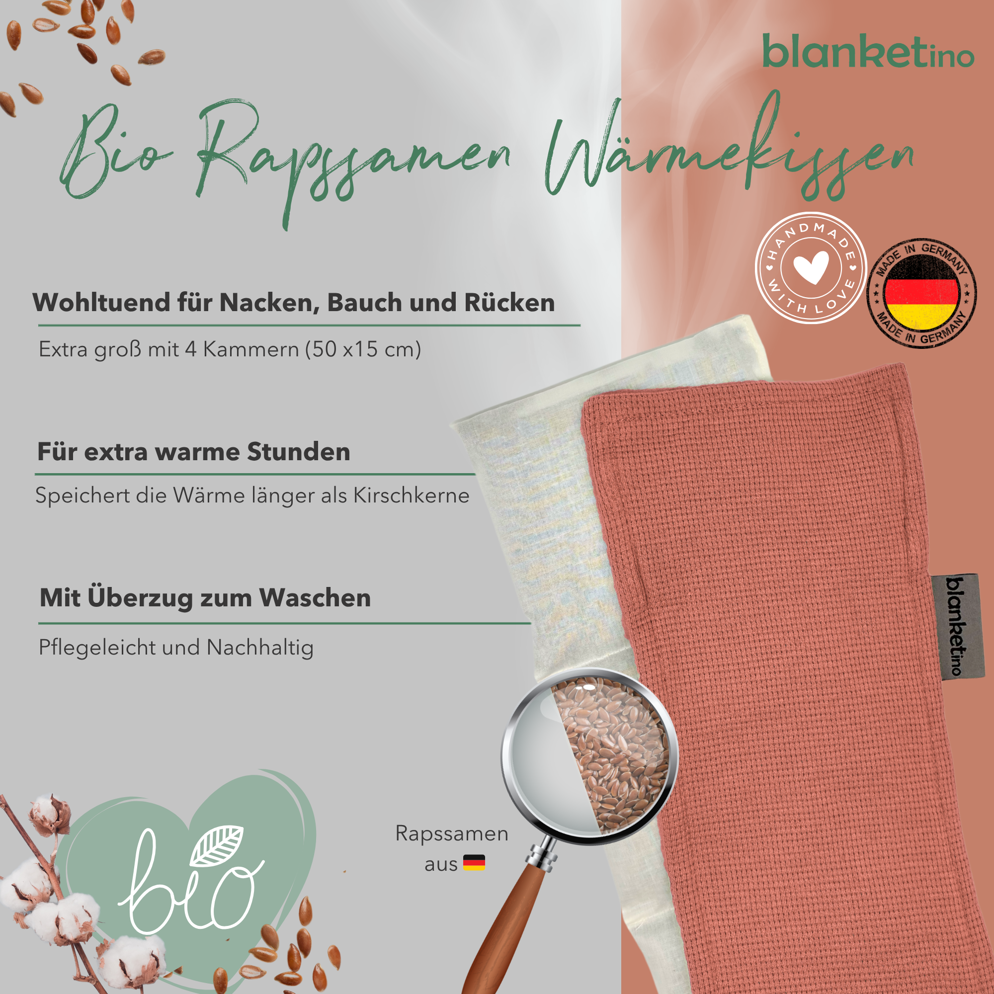 Bio Wärmekissen mit Rapssamen