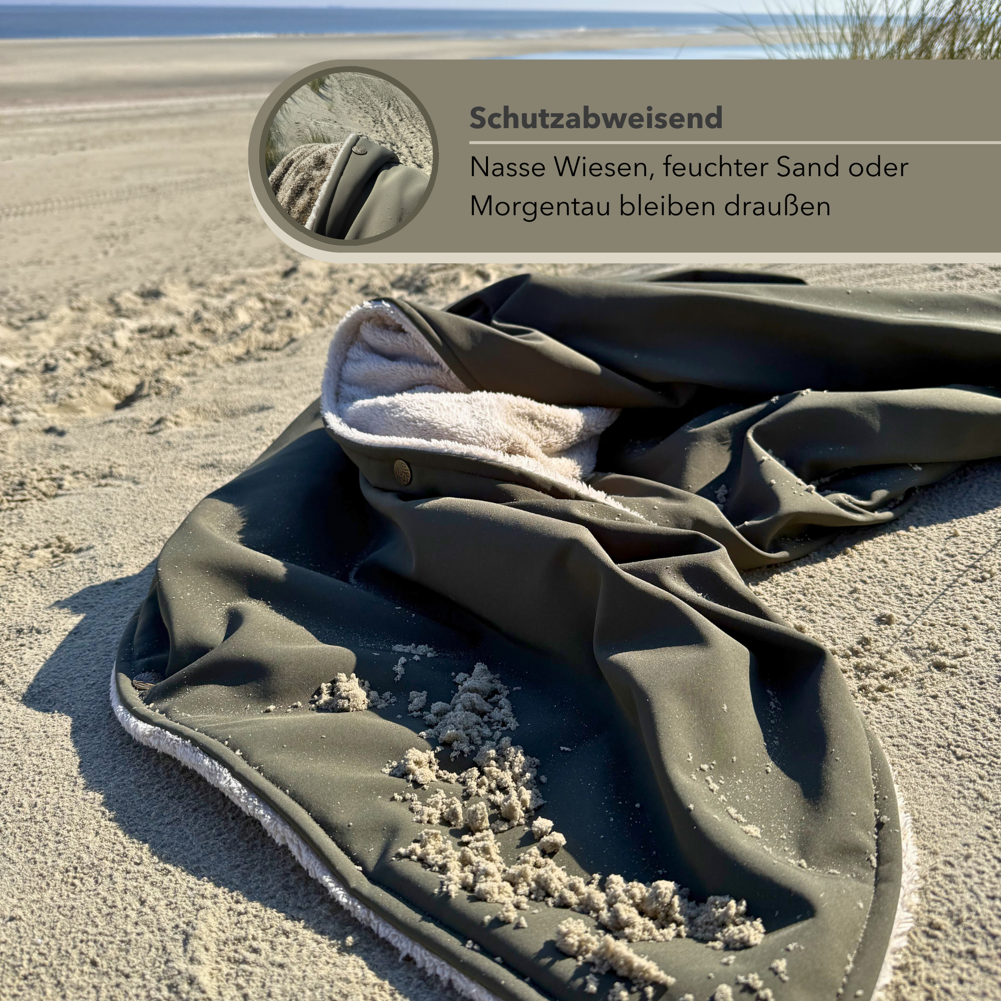 Campingdecke mit Knöpfen · Outdoor · 150x210 cm · Kakhi
