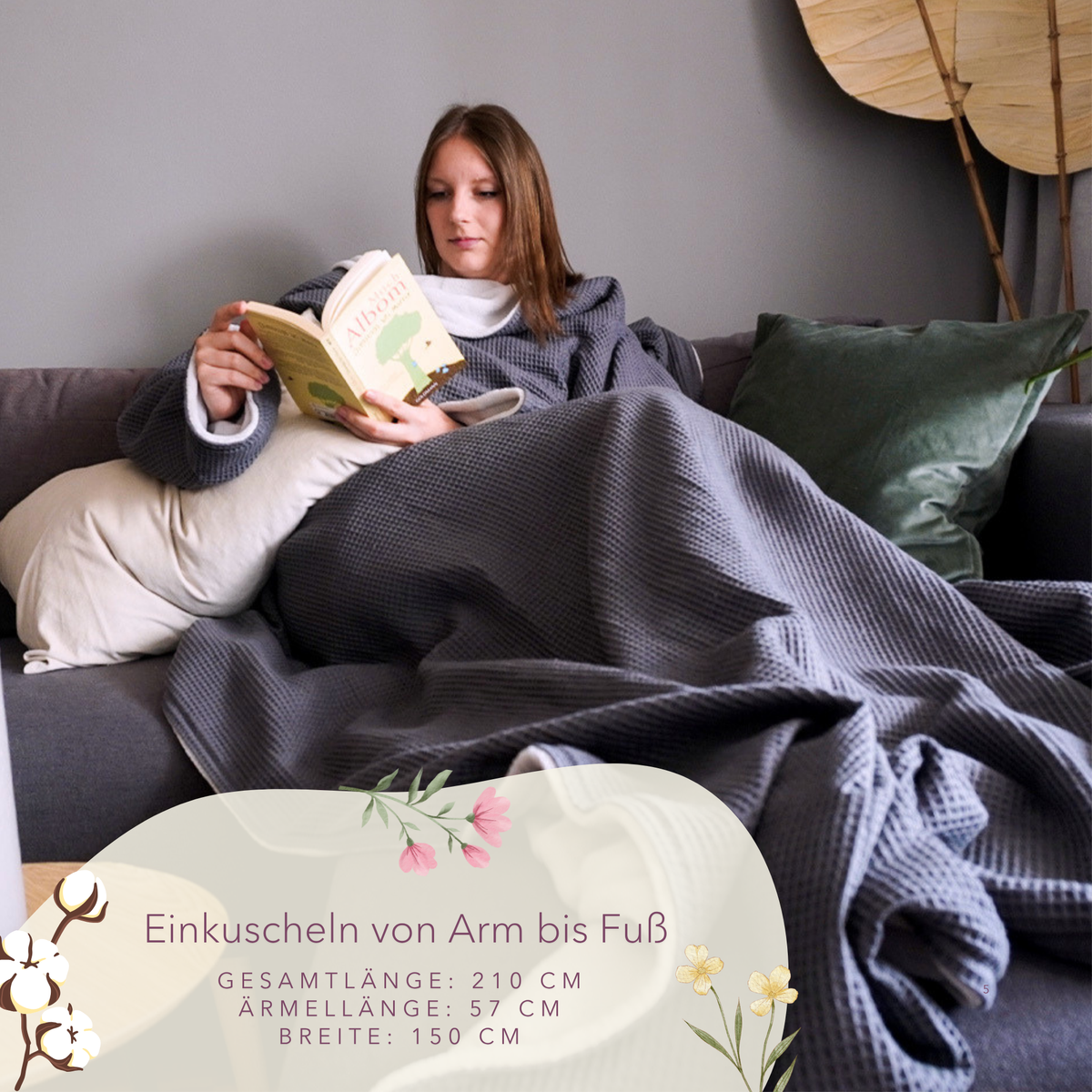 Kuscheldecke mit Ärmeln · Vollkommen · Grau · Gletschergrau