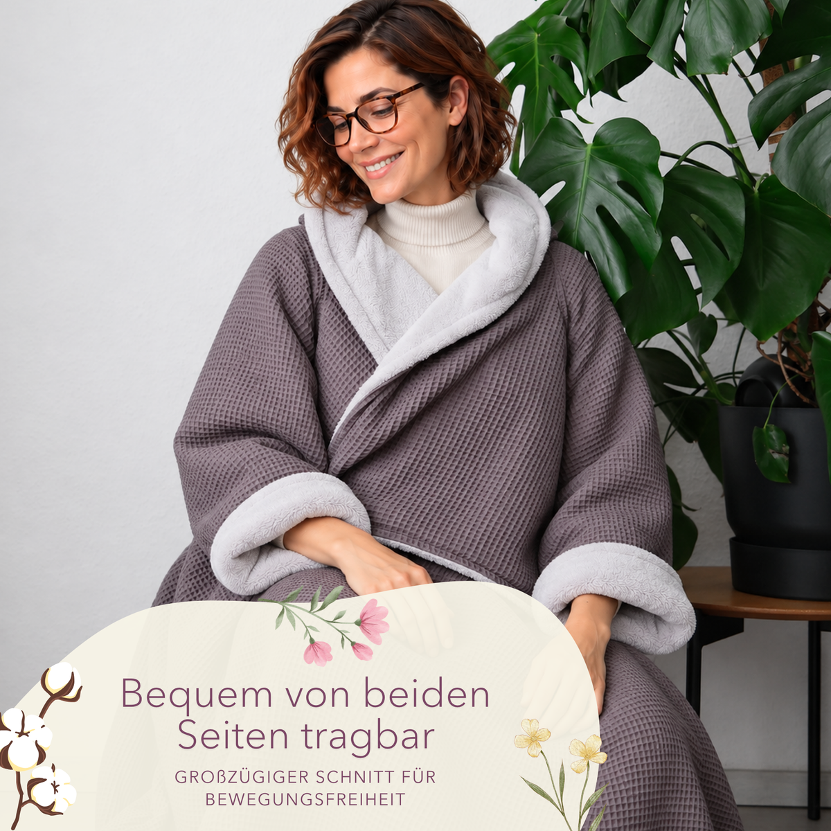 Kuscheldecke mit Ärmeln · Vollkommen · Grau · Gletschergrau