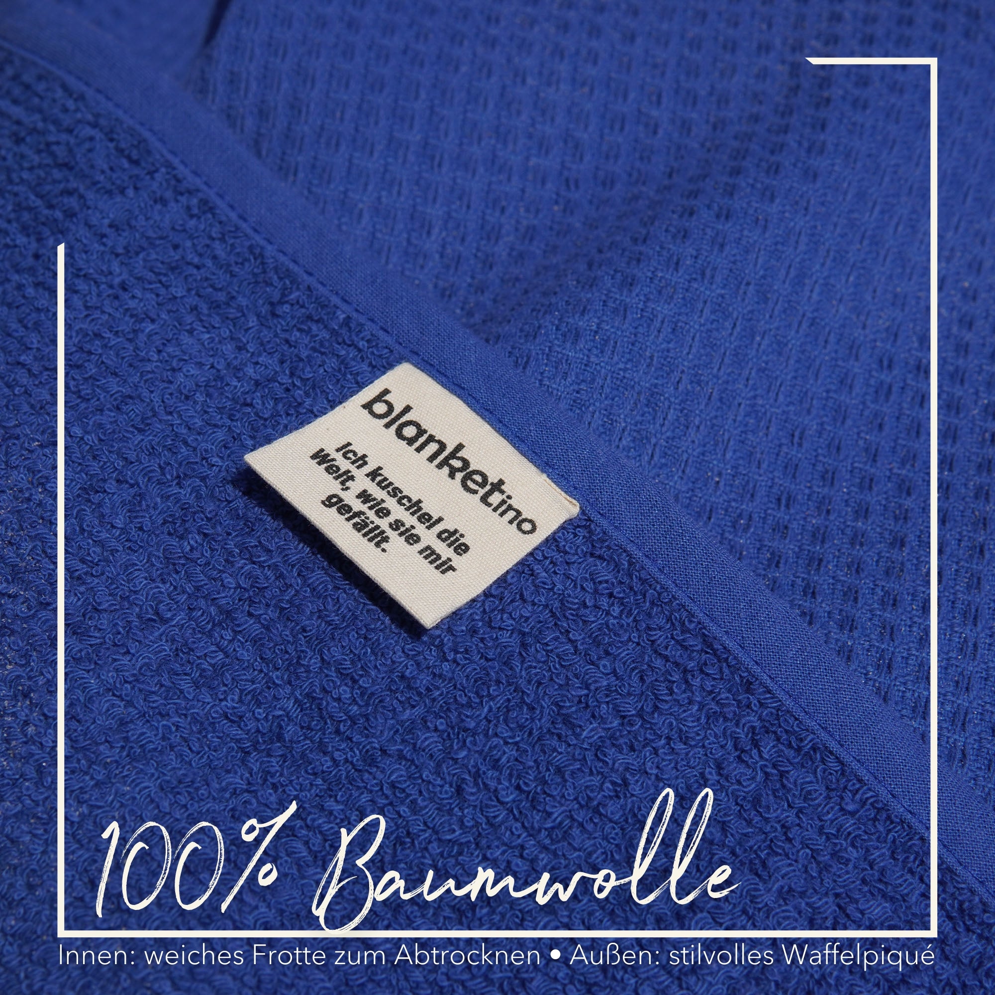 Strandponcho aus 100% Baumwolle • Azurblau