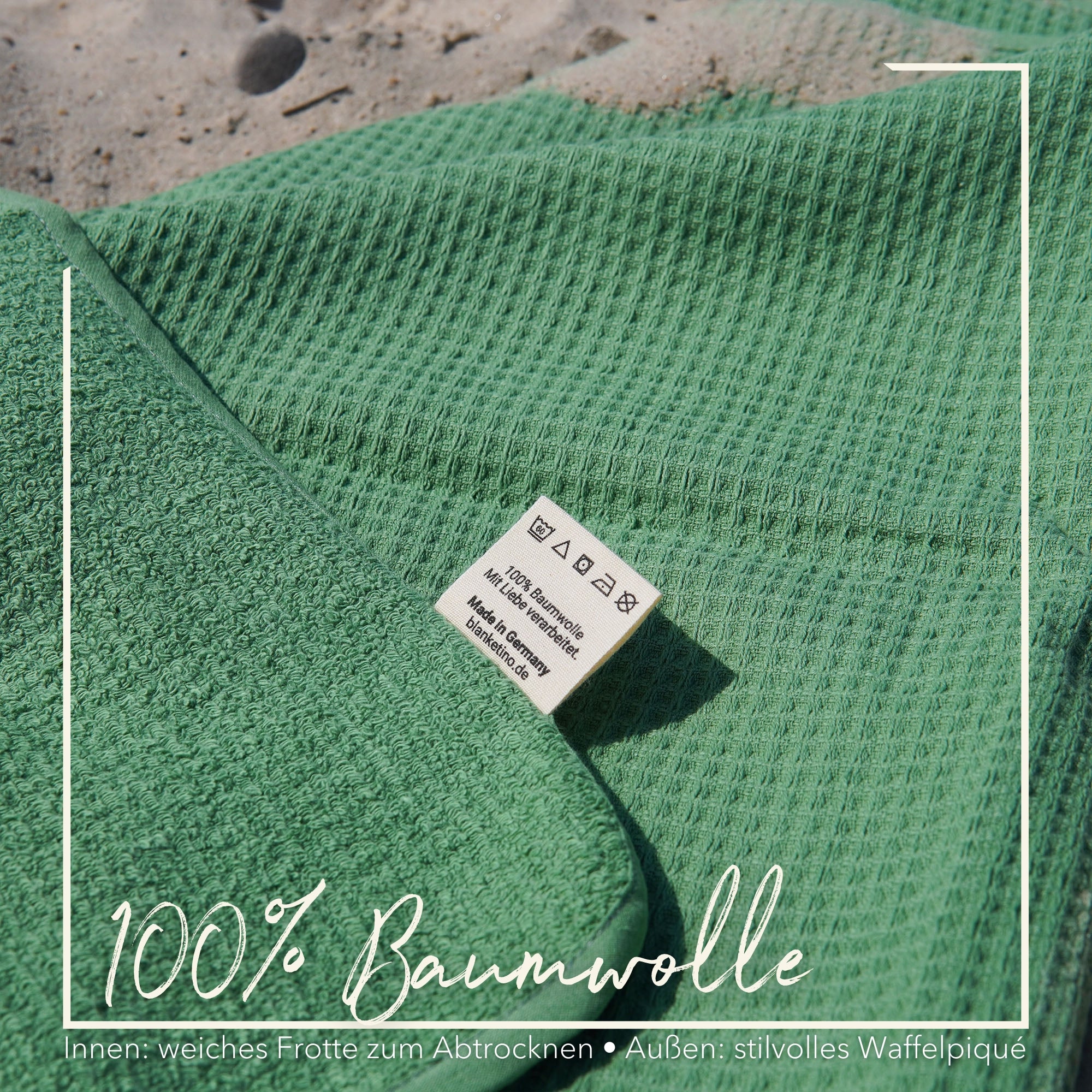 Strandponcho aus 100% Baumwolle • Seegrasgrün
