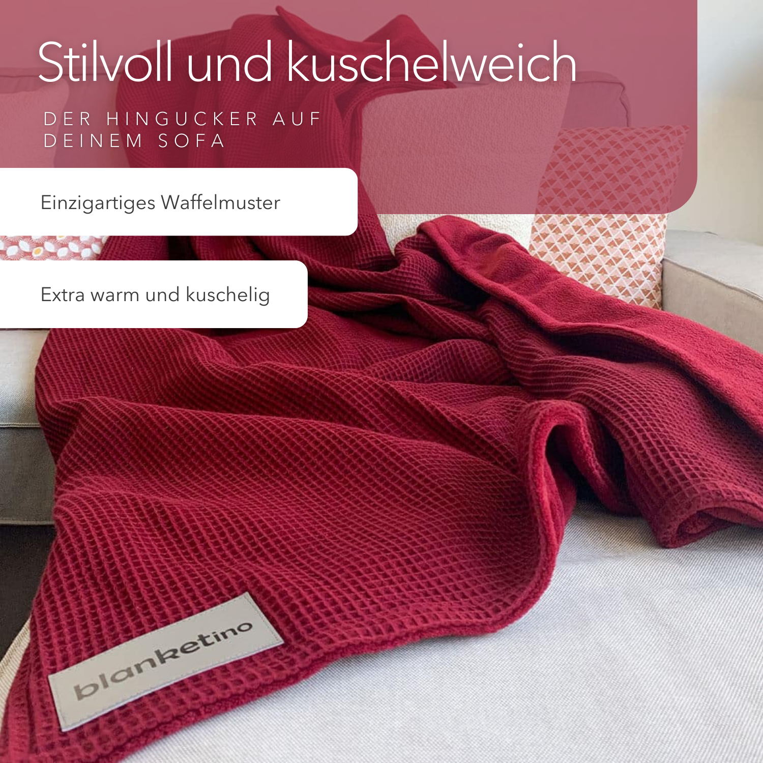 Kuscheldecke • Vollkommen •  210 x 145 cm • "Limited Edition" • Weinrot • Rubinrot