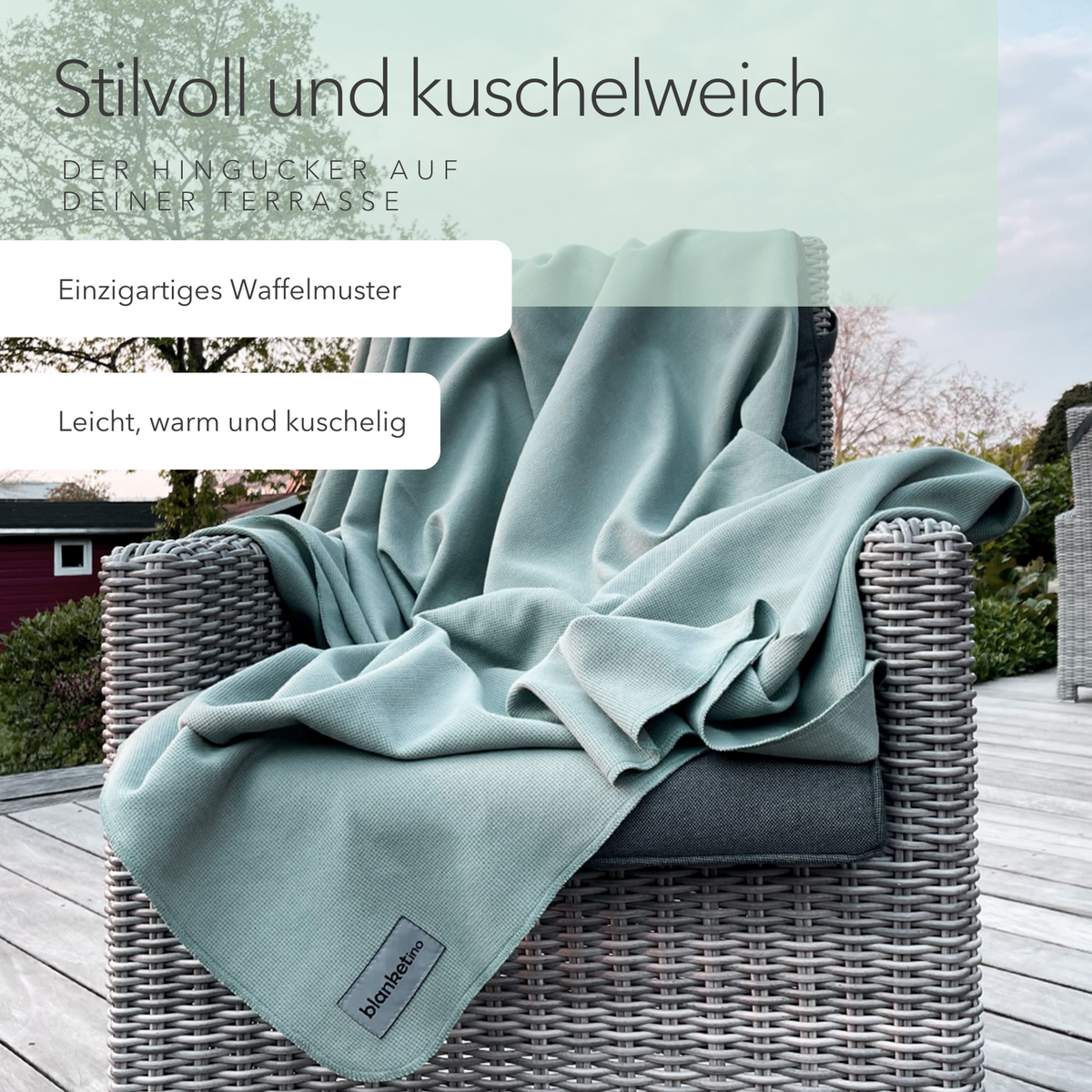 Leichte Baumwolldecke • 150 x 210 cm • Pistazie – Detailansicht