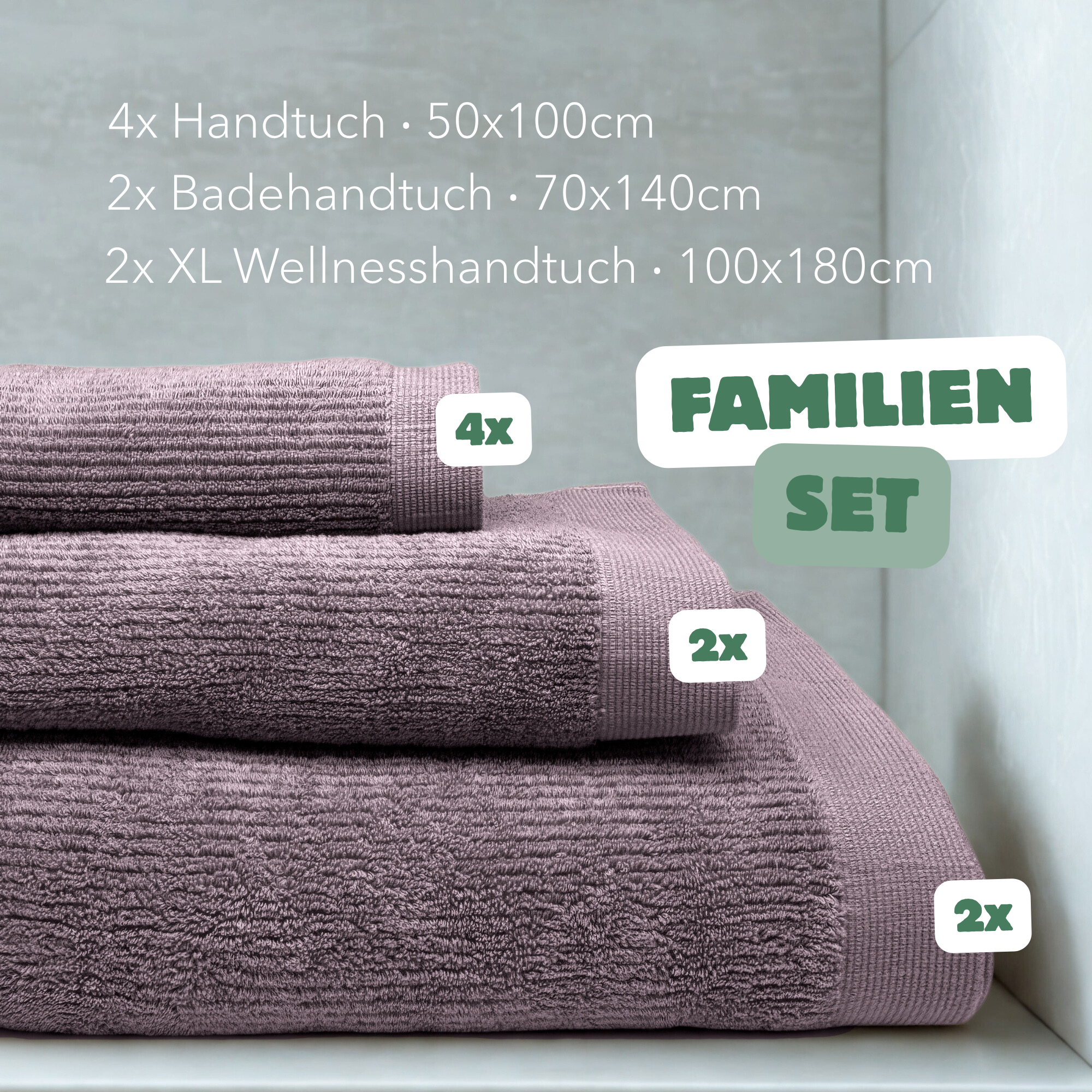 Kuschelige Handtücher im Familien-Set